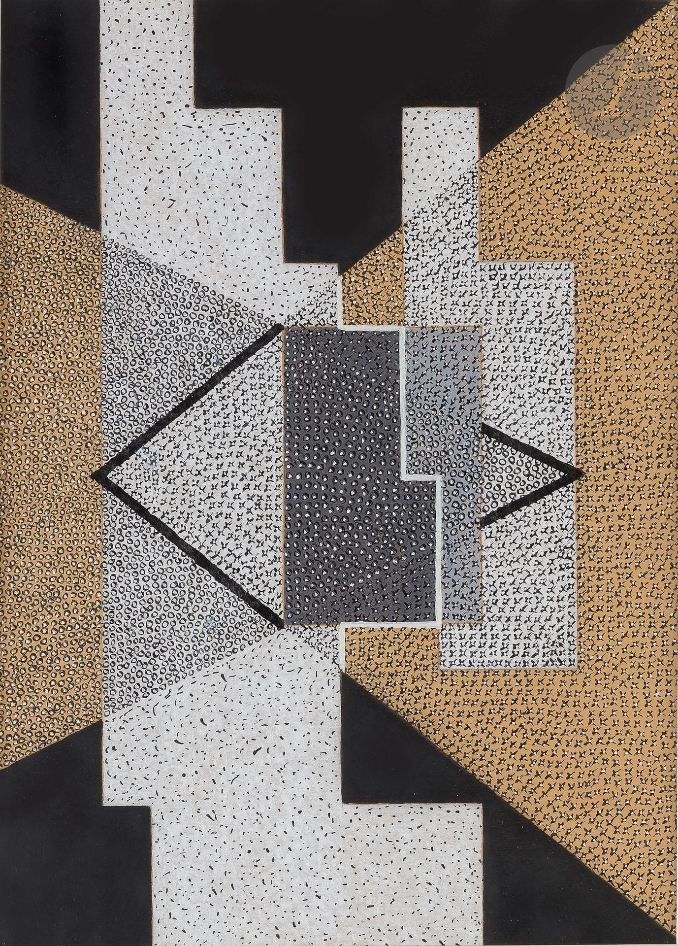 Henrik Neugeboren dit Henri NOUVEAU [franco-roumain] (1901-1959)
Hommage à Natalia Dumitresco, 1953
Gouache.
Monogrammée, datée et titrée « Hommage à N.D » au dos.
39 x 28 cm