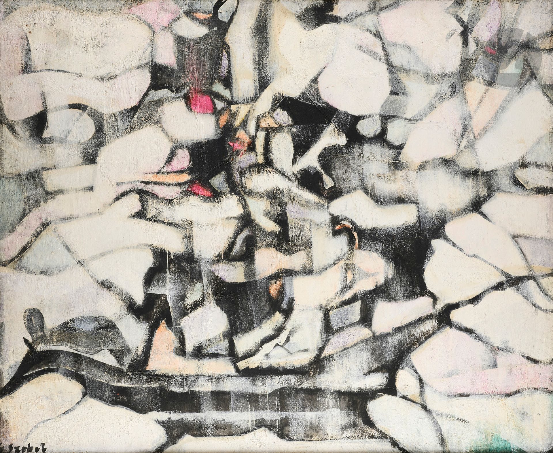 Geza SZOBEL [hongrois] (1905-1963)
Le Bateau ivre, vers 1960
Huile sur panneau.
Signée en bas à gauche.
100 x 120 cm

Provenance : 
Galerie Blumenthal, Paris.

Exposition :
Géza Szobel, Œuvres 1957-1961, Galerie Blumenthal, Paris, 21 mai-21 juin 1963, catalogue, reproduit, non paginé.