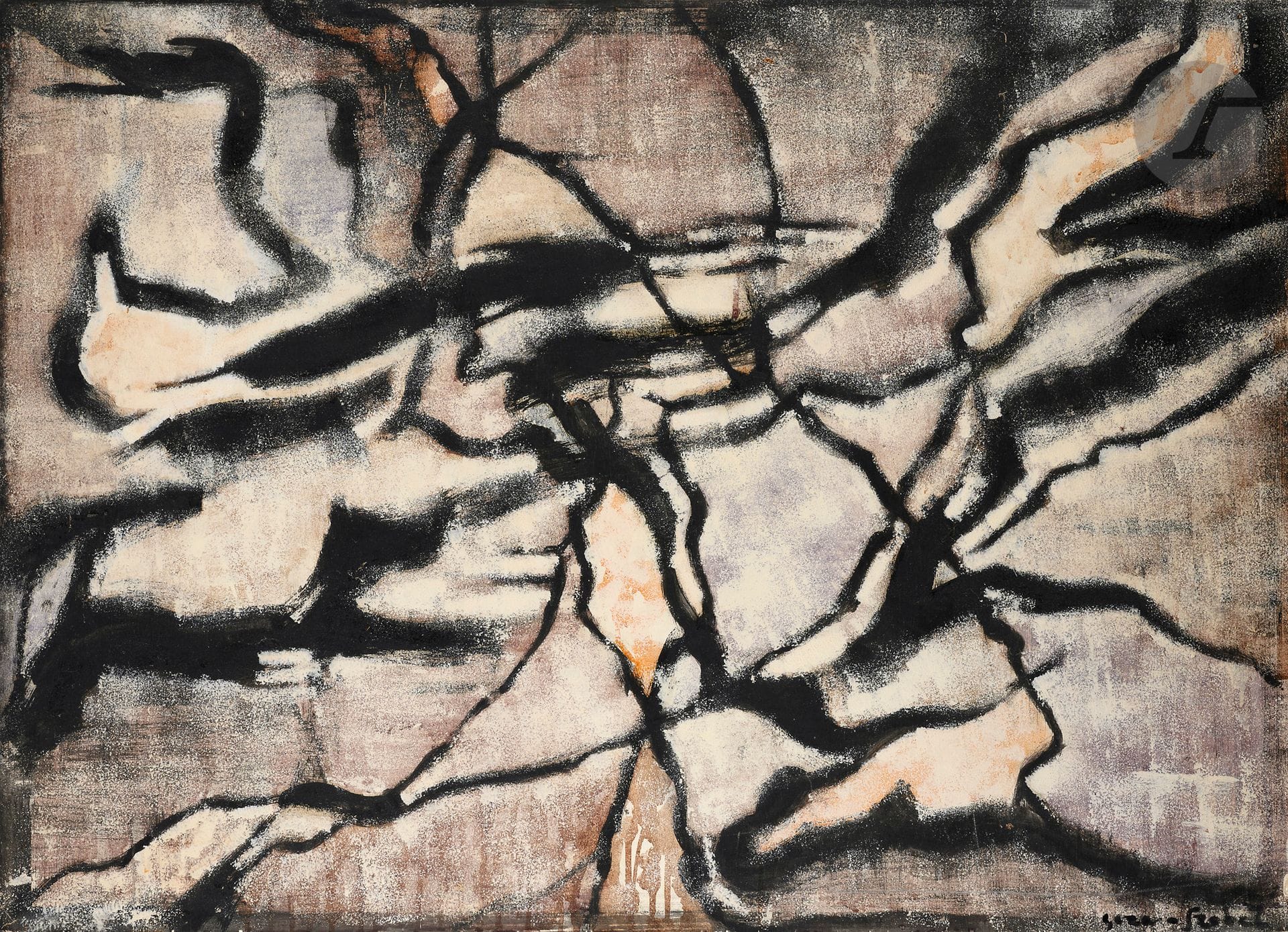 Geza SZOBEL [Hungarian] (1905-1963)
Woman with veil, circa 1960
Oil on panel.
Signed lower right.
73 x 100 cm

Provenance : 
Galerie Blumenthal, Paris (label on back).

Exhibition: 
Maison de la Culture du Havre (label on back).