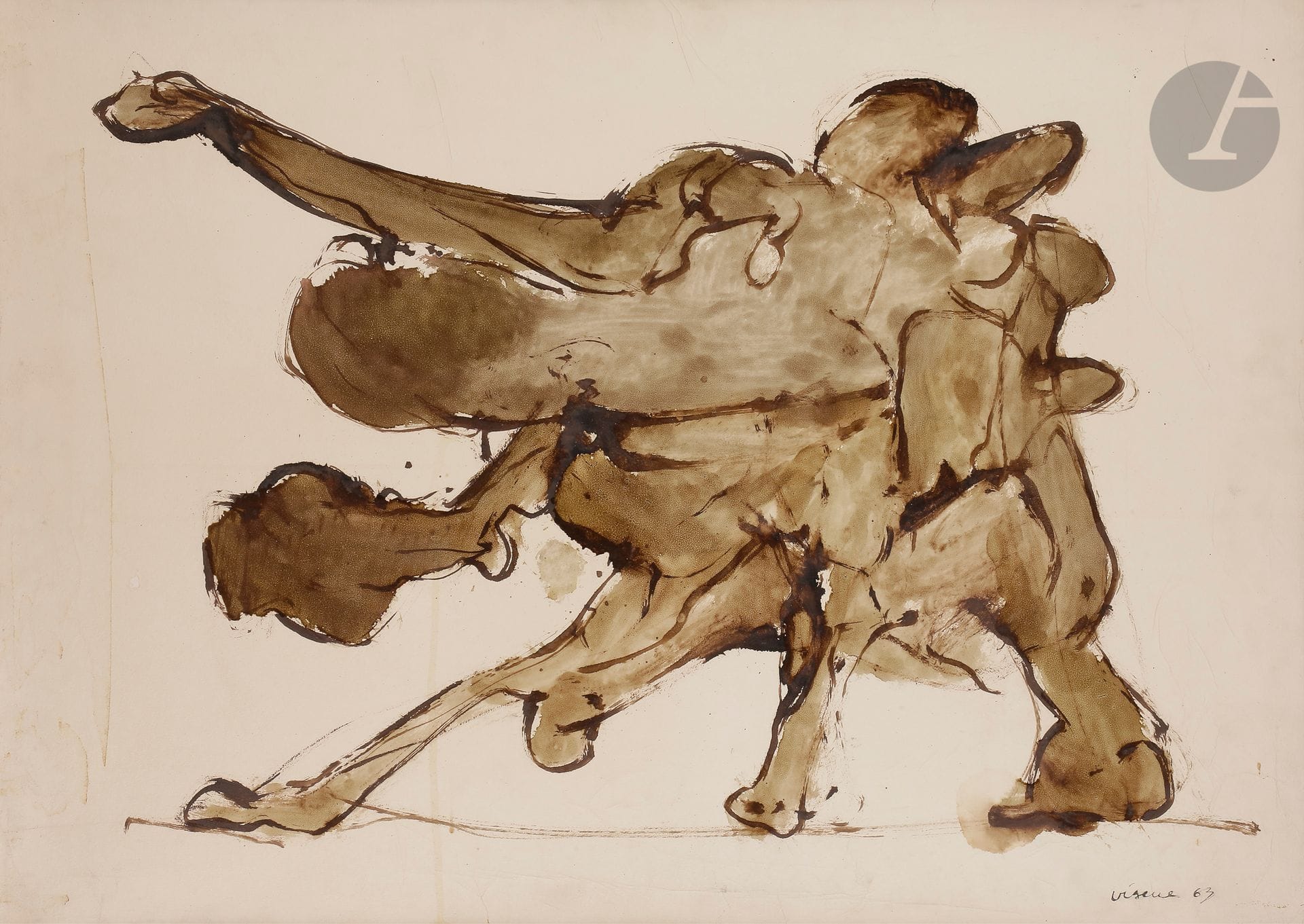 Claude VISEUX (1927-2008)
Ostéales, 1963
Huile sur papier monté sur toile.
Signée et datée en bas à droite.
52 x 72 cm

Exposition : 
Claude Viseux, Repères 1951-1991, Abbaye de Beaulieu en Rouergue, 1991 (étiquette au dos).

L’œuvre est référencée dans les archives Claude Viseux sous le n° DM1963088. 

Nous remercions Monsieur François Viseux pour les informations qu’il nous a transmises.