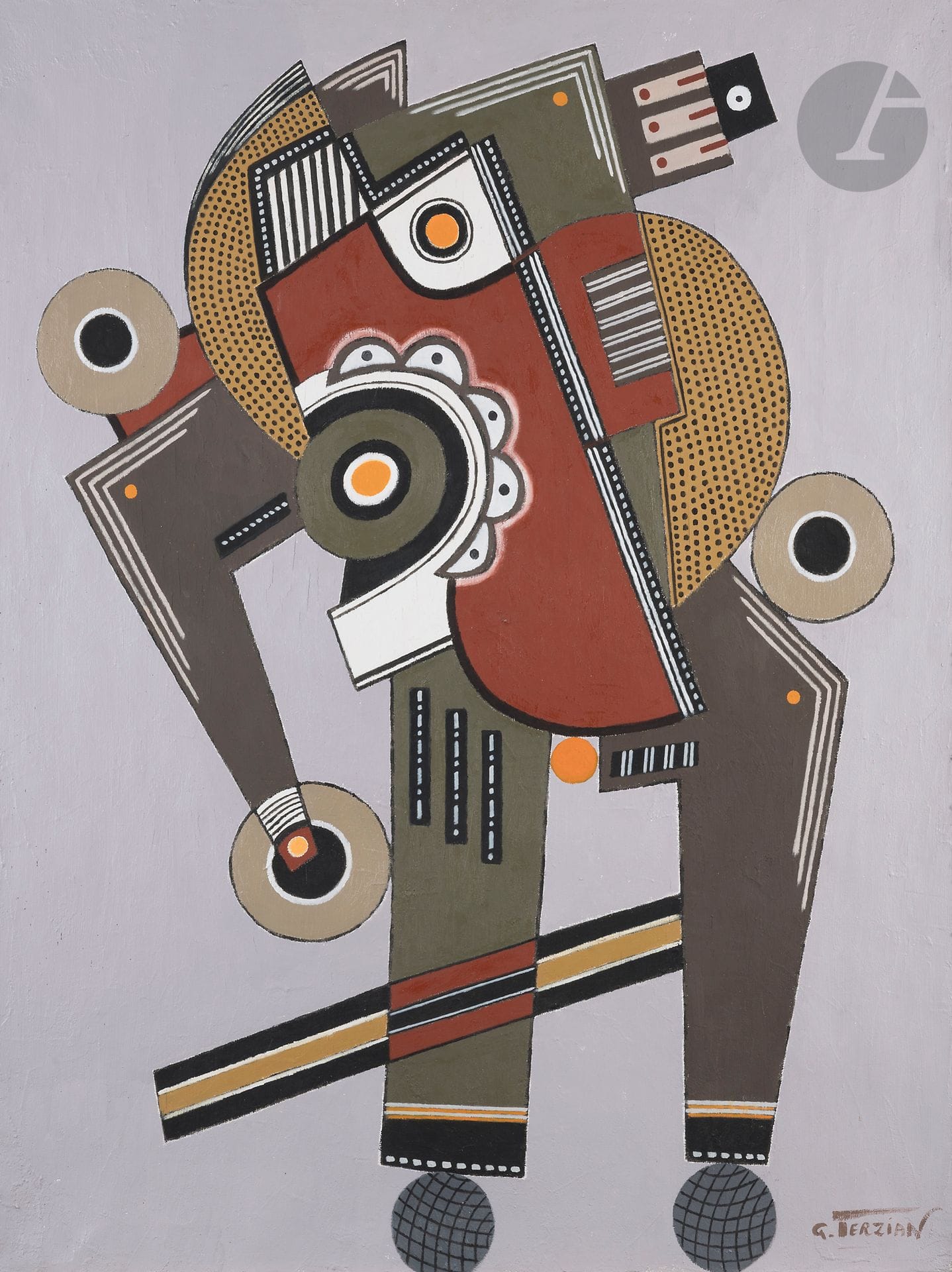 Georges TERZIAN (1939-2021)
Le Joueur de boule, 2010
Huile sur toile.
Signée en bas à droite.
Signée, datée et titrée au dos.
116 x 89 cm