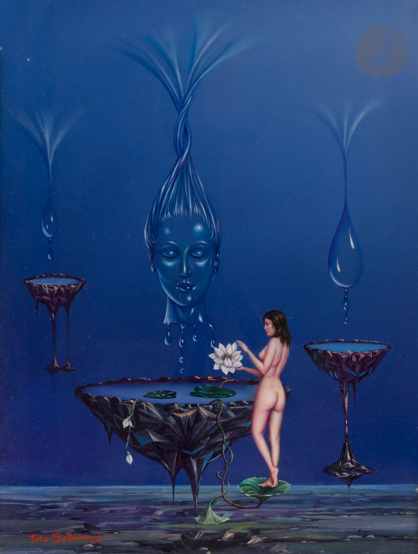 Tito SALOMONI [italien] (1928-1989)
Jeunesse, n° II
Huile sur toile.
Signée en bas à gauche.
Titrée au dos sur une étiquette.
40 x 30,5 cm