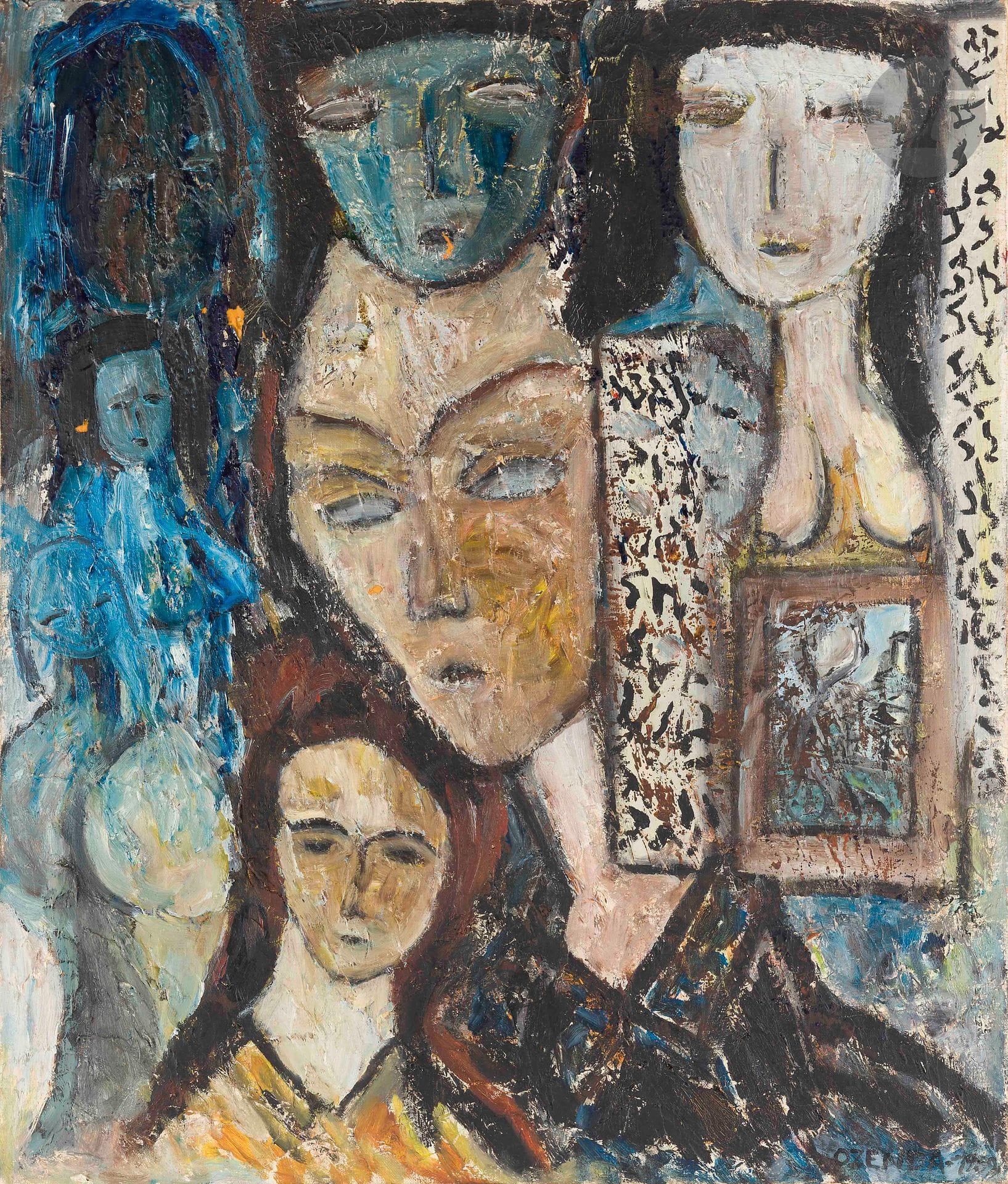 François OZENDA (1923-1976)
Figures, 1959
Oil on canvas.
Signed and dated lower right.
65 x 54 cm