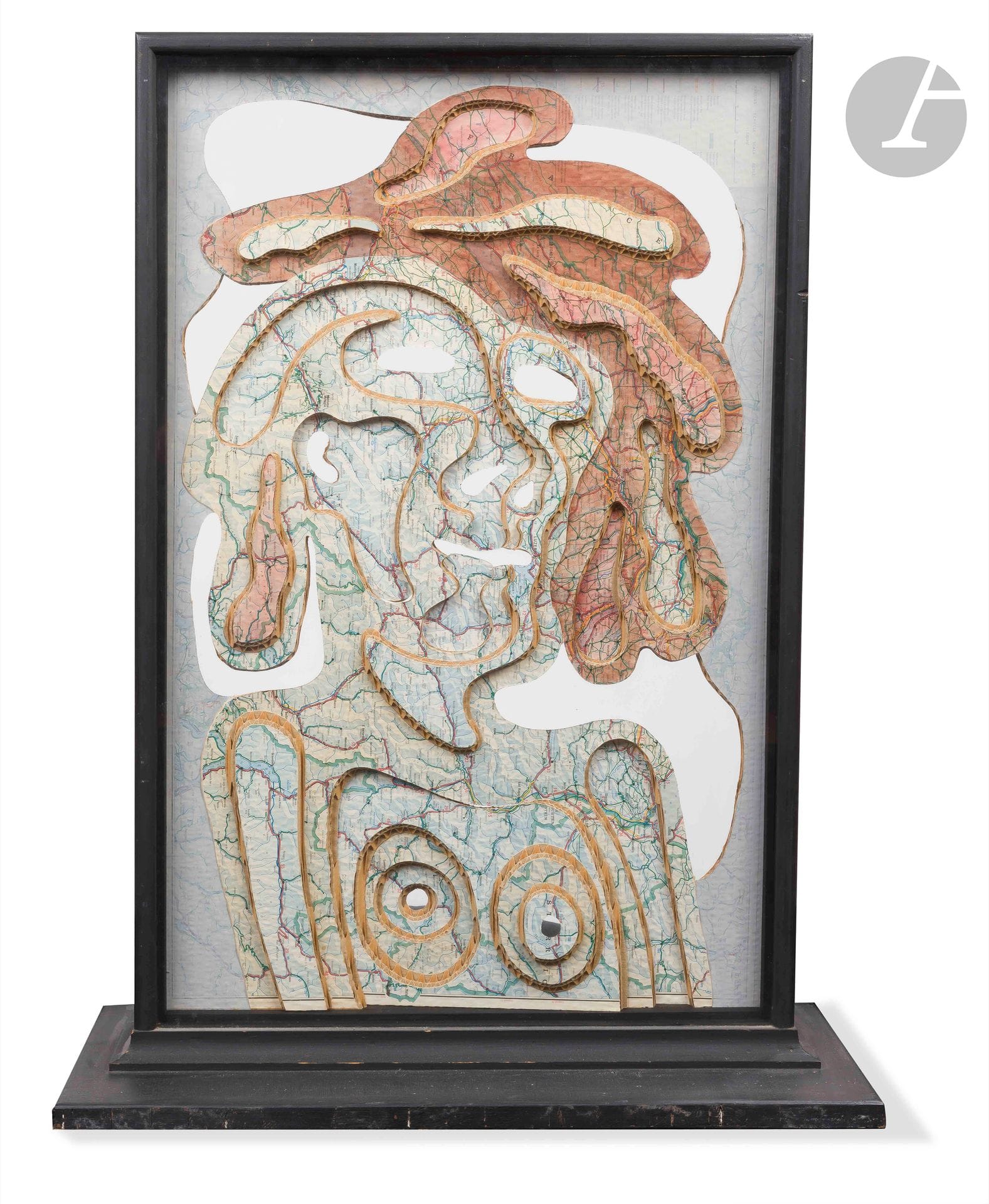 Kosta ALEX [américain] (1925-2005)
A young lady from Zurich, 1969
Carton découpé en relief.
Signé et daté en bas à droite.
Dans son emboîtage en bois sous verre.
76 x 56 x 23 cm