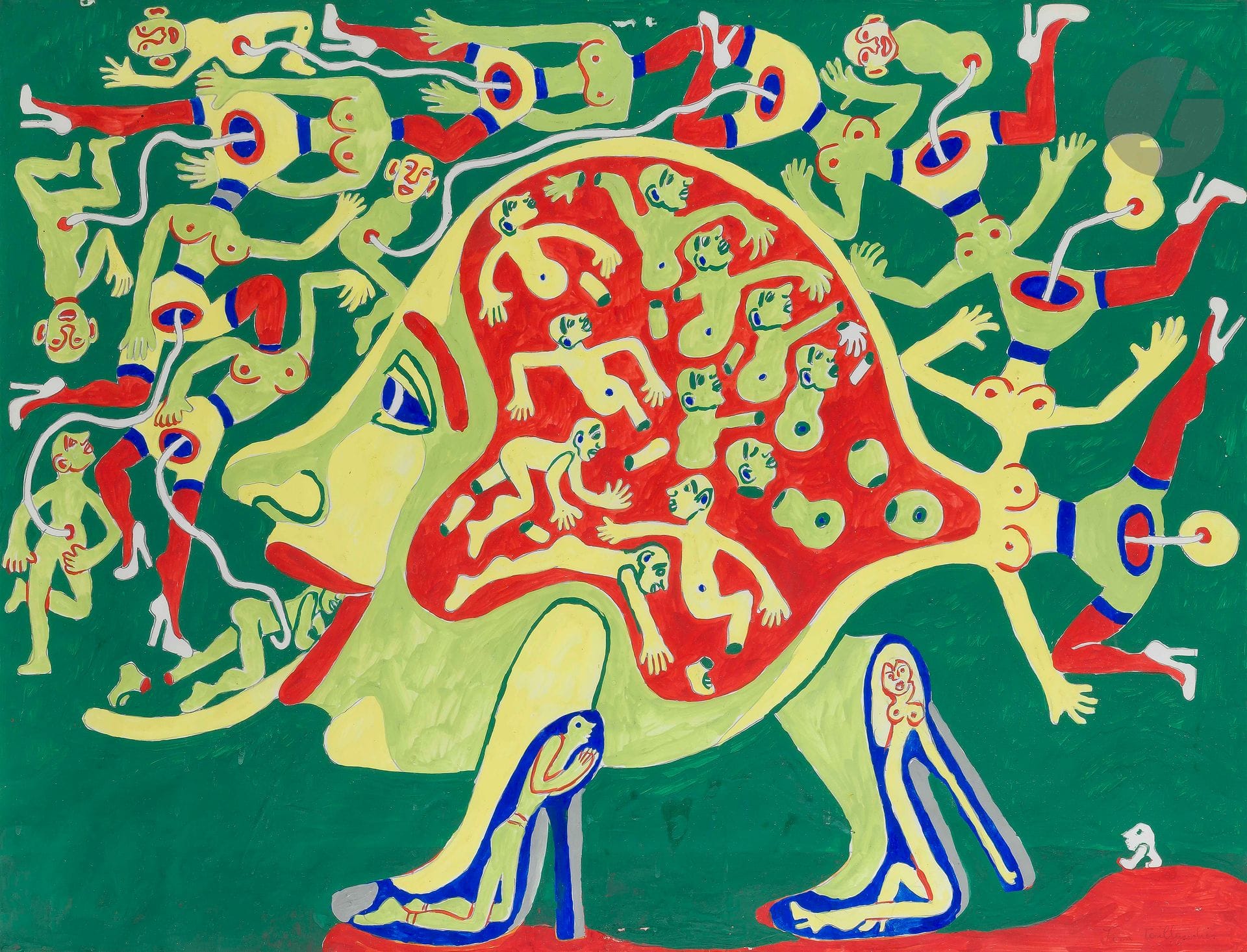 Yvon TAILLANDIER (1926-2018)
La Marche des personnages
Gouache.
Signée en bas à droite.
50 x 65 cm