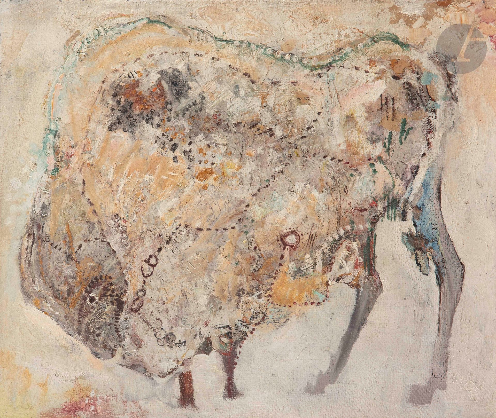 Juan ROMERO FERNANDEZ [espagnol] 
(né en 1932)
Bison
Huile sur toile.
Non signée.
38 x 46 cm