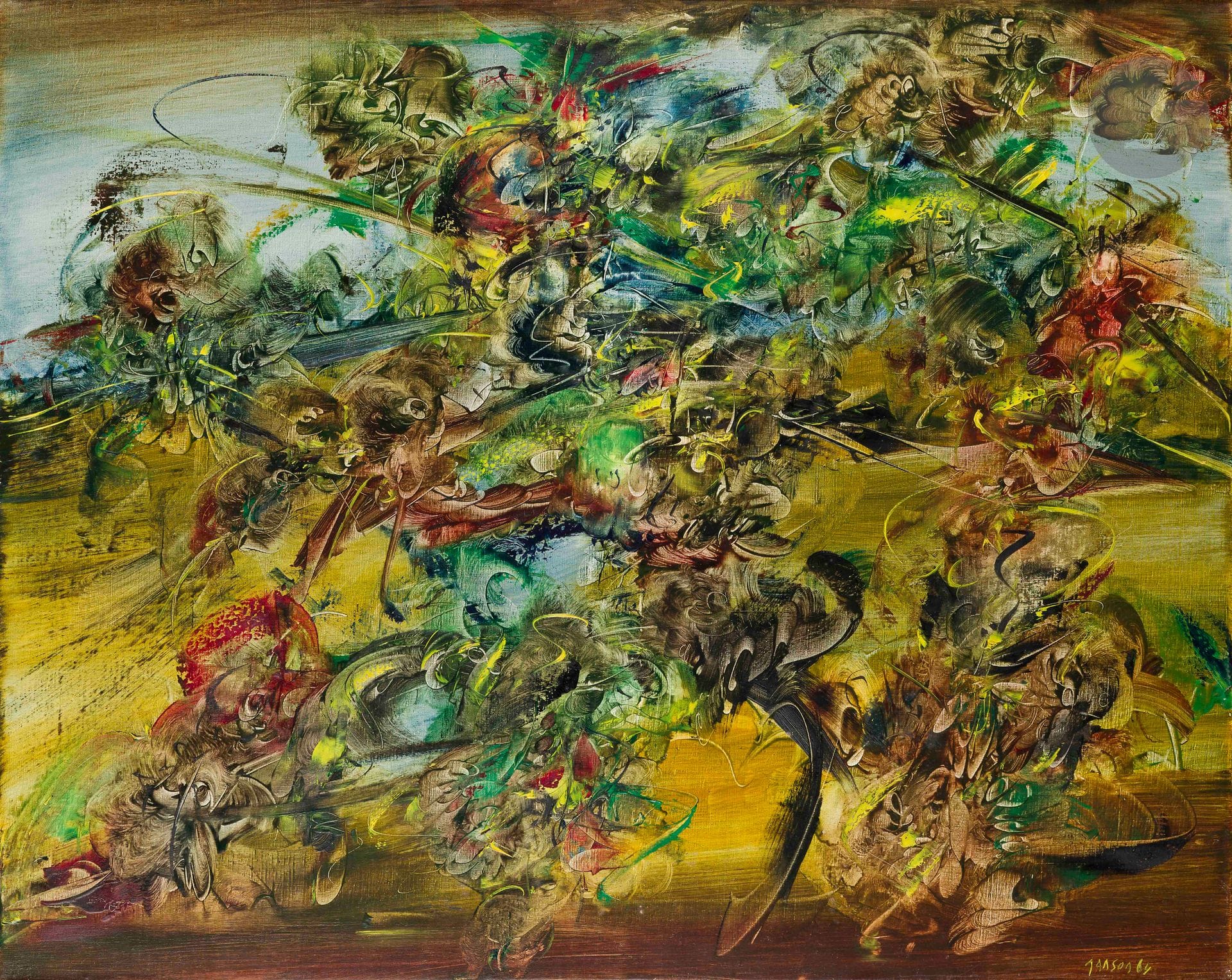 Marc JANSON (1930-2022)
Mûrir au cœur des flèches, 1964
Huile sur toile.
Signée et datée en bas à droite
65 x 81 cm

Provenance : 
Vente Artcurial, Hôtel Marcel Dassault, Paris,27 avril 2005.

Nous remercions Monsieur Benoit Janson d’avoir confirmé l’authenticité de cette œuvre. Un certificat d’authenticité sera remis à l’acquéreur.