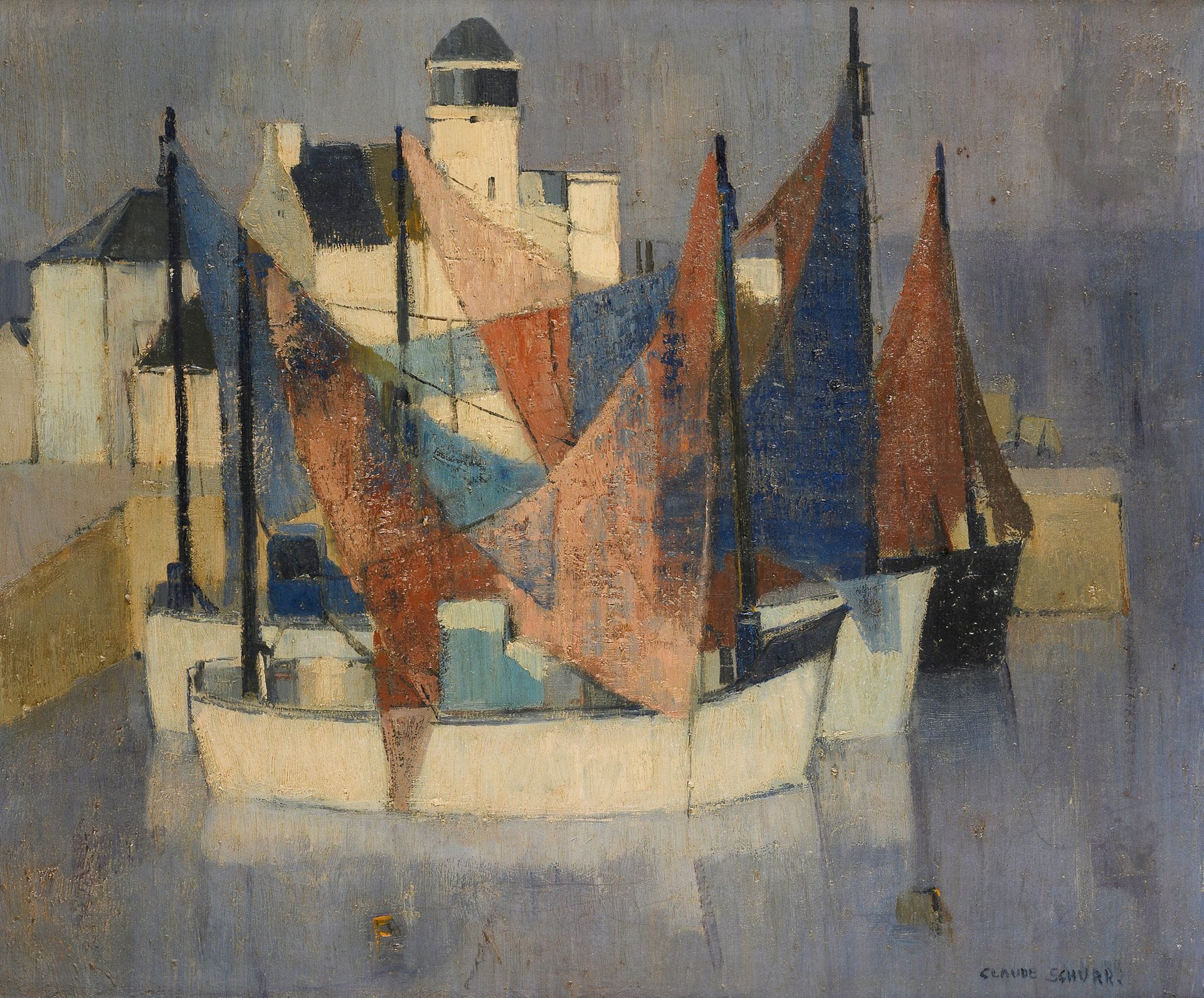 Claude SCHURR (1921-2014)
Sailing boats
Oil on canvas.
Signed lower right.
36.5 x 45 cm