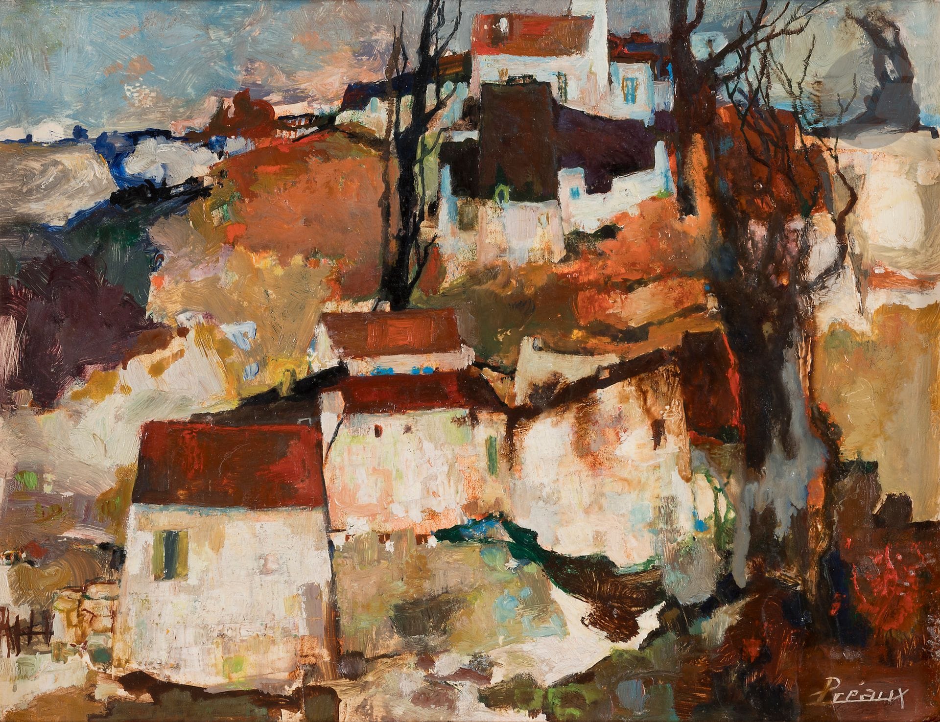 Raymond PRÉAUX (1916-1997)
Village
Oil on paper.
Signed lower right.
18 x 23 cm
