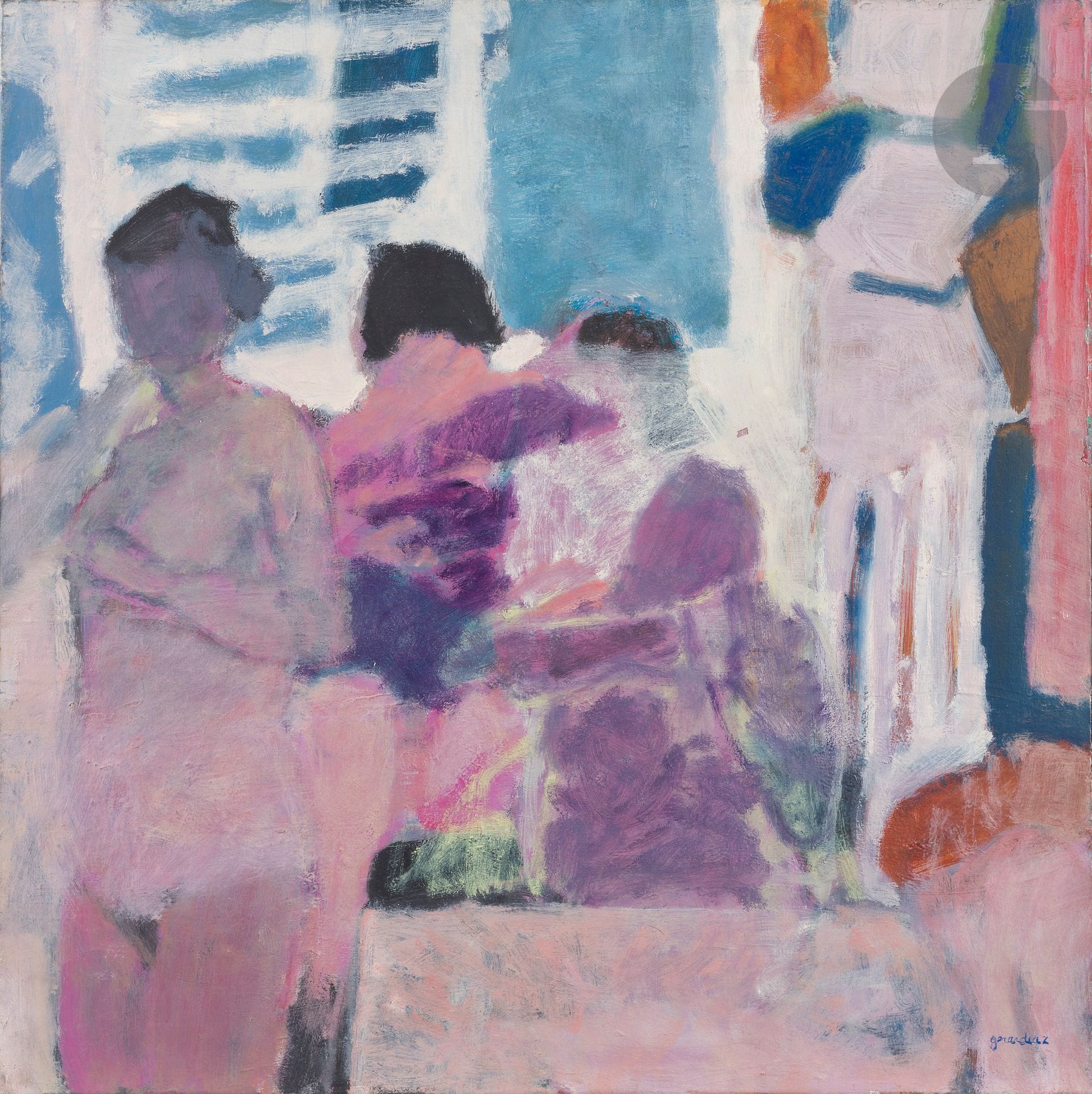 Gérard Diaz dit GERARDIAZ (né en 1938)
La Toilette, 1963
Huile sur toile.
Signée en bas à droite.
60 x 60 cm