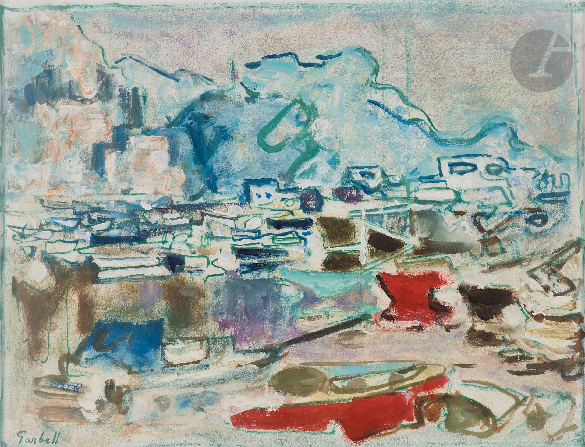 Alexandre Sacha GARBELL (1903-1970)
Le Port
Huile sur papier.
Signée en bas à gauche.
22,5 x 29,5 cm