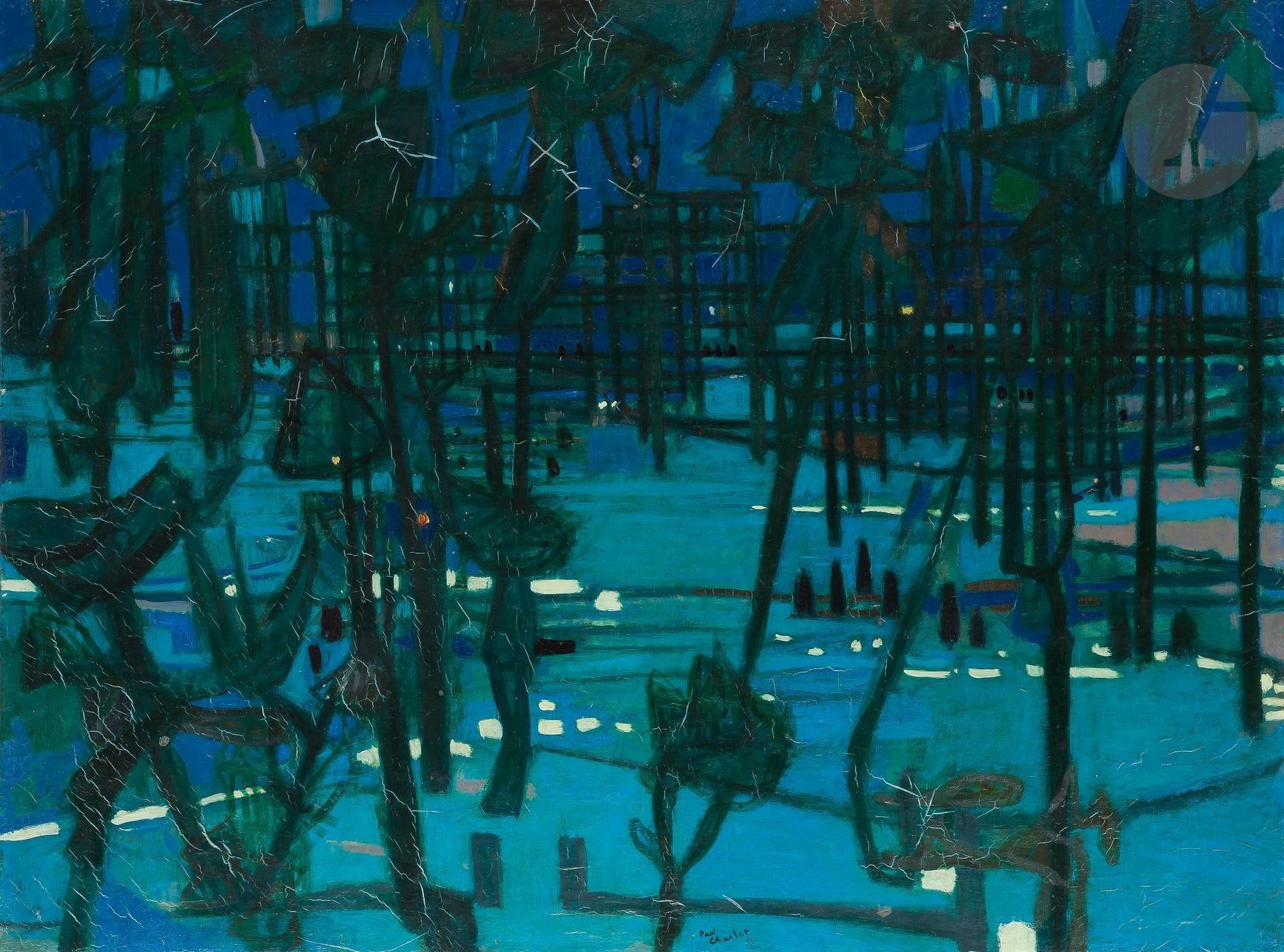 Paul CHARLOT (1906-1985)
Twilight, 1955
Oil on canvas.
Signed at foot.
Signed, dated and titled on the back.
(Craquelures).
60 x 81 cm