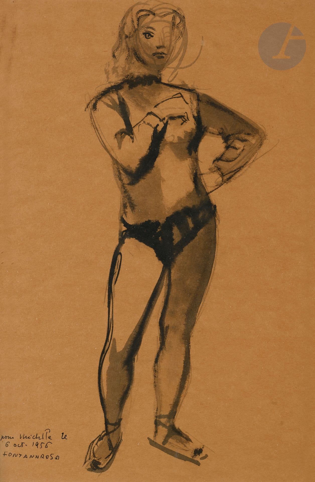 Lucien-Joseph FONTANAROSA (1912-1975)
Trapéziste, 1956
Encre.
Signée, datée et dédicacée en bas à gauche.
35 x 24 cm