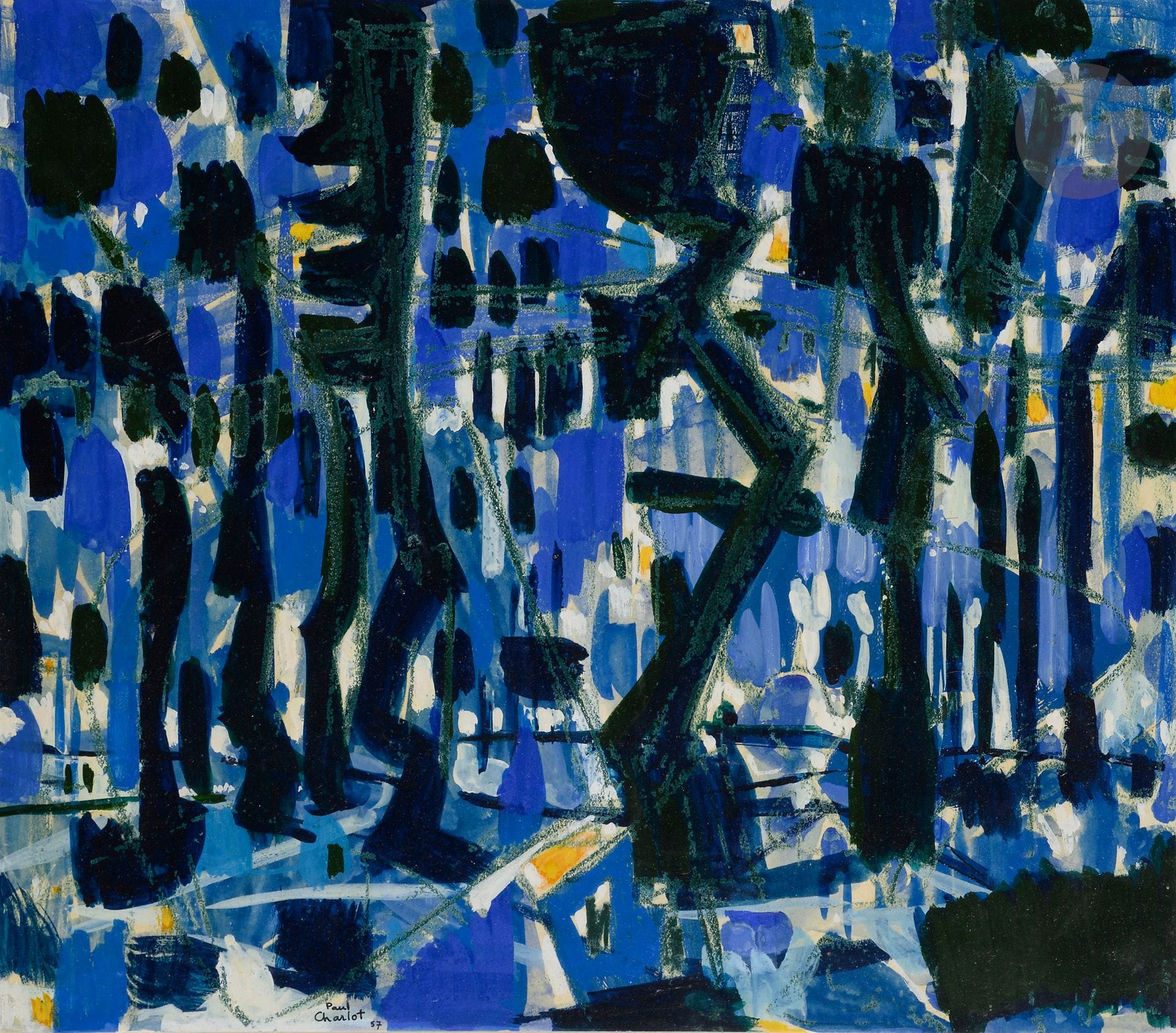 Paul CHARLOT (1906-1985)
Paysage de sous-bois, 1957
Gouache.
Signée et datée en bas à gauche.
35.5 x 40 cm