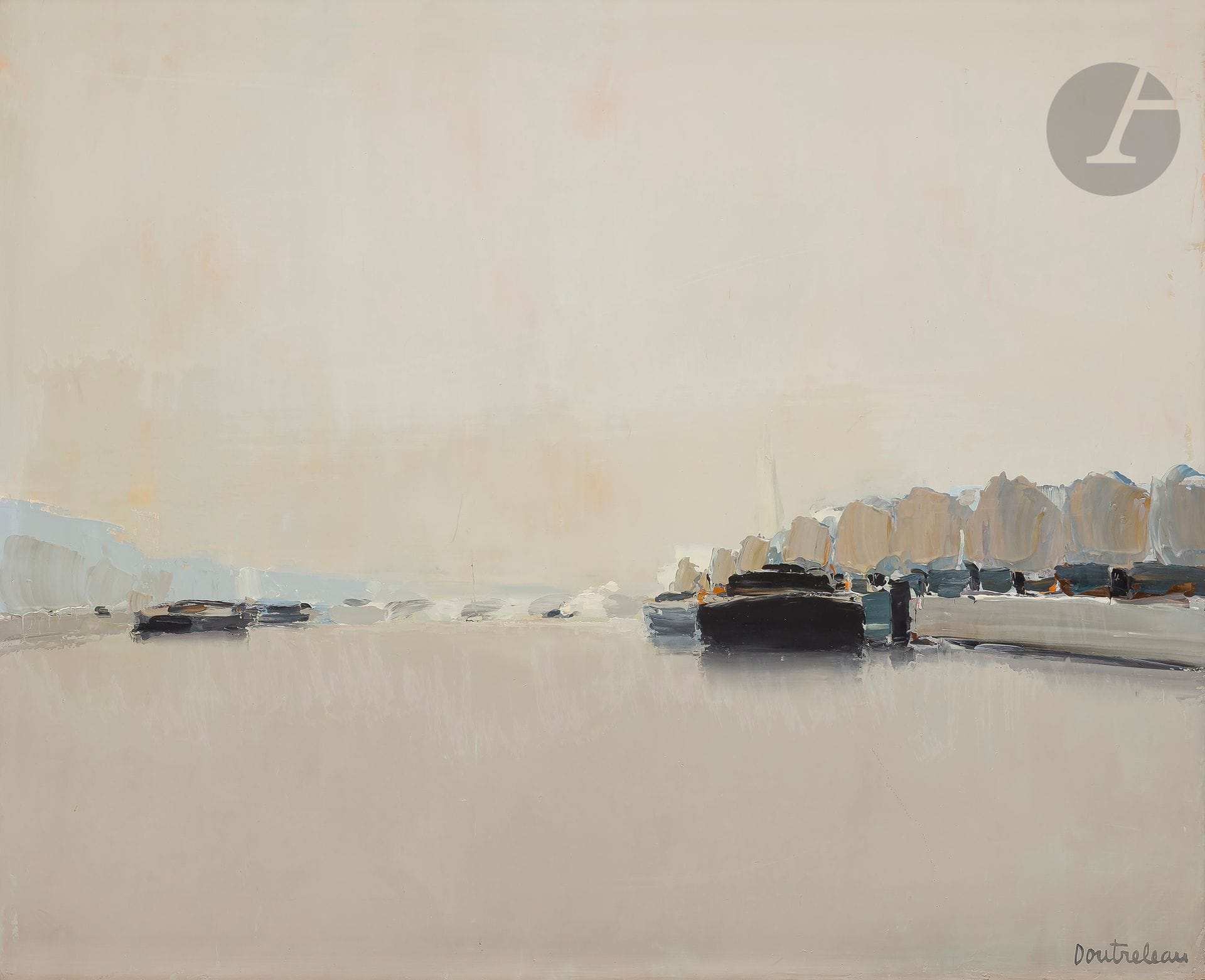 Pierre DOUTRELEAU (born 1938)
Paris, quai de Javel
Oil on canvas.
Signed lower right.
Titled on back on stretcher.
60 x 73 cm