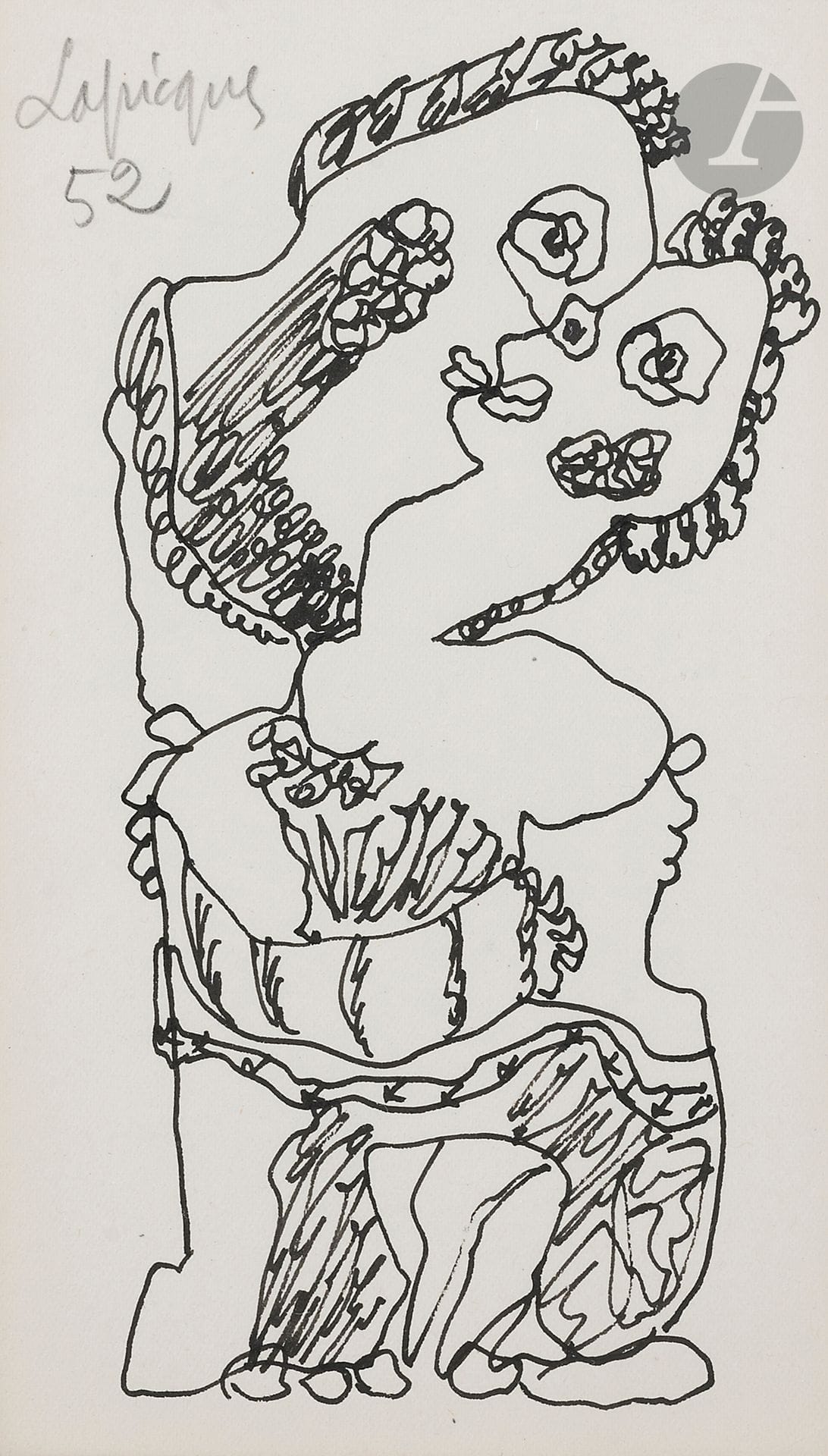 Charles LAPICQUE (1898-1988)
The Couple, 1952
Ink.
Signed and dated upper right in graphite.
15.5 x 9 cm

We would like to thank Mr. Marc Metayer for confirming the authenticity of this work.