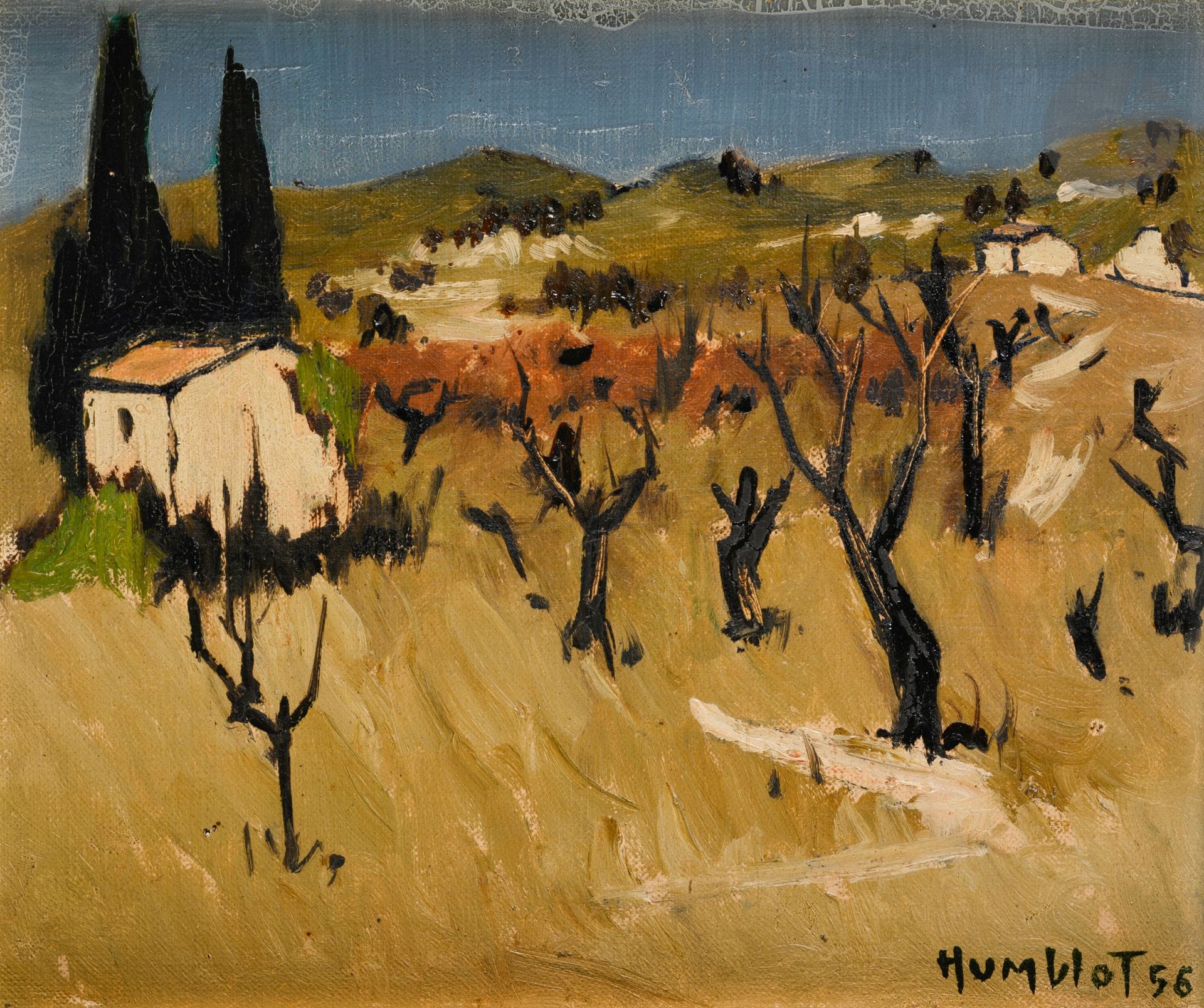 Robert HUMBLOT (1907-1962)
Paysage de Provence, 1956
Huile sur toile.
Signée et datée en bas à droite.
17 x 22 cm