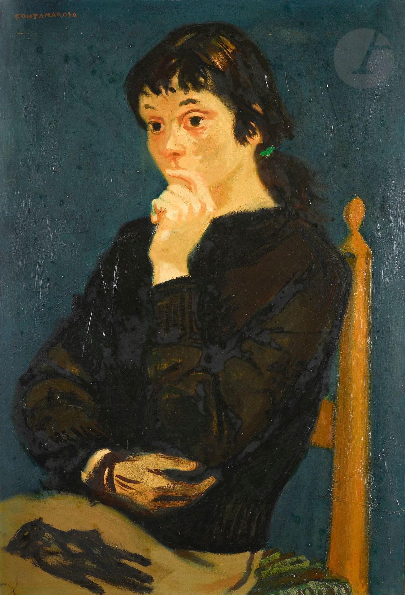 Lucien-Joseph FONTANAROSA (1912-1975)
Femme enfant, 1956
Huile sur toile.
Signée en haut à gauche.
73 x 50 cm

Exposition : 
Fontanarosa, Palais de la Méditerranée, Nice, 1973, n° 16 (étiquette au dos sur le châssis).