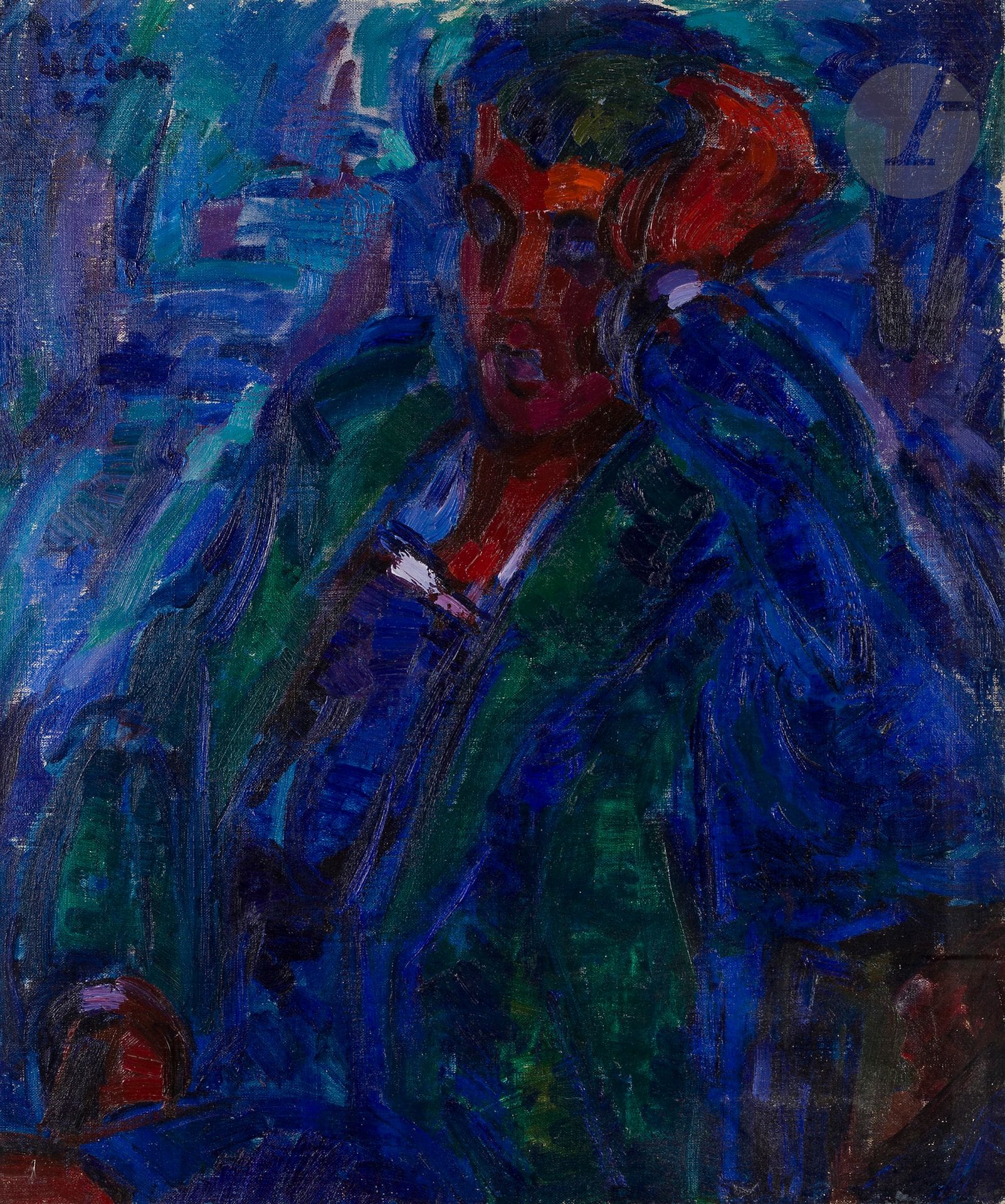Jean HÉLION (1904-1987)
Portrait d'Augusto, 1926
Huile sur toile.
Signée et datée en haut à gauche.
Signée, datée et titrée au dos.
73 x 60 cm

Provenance : 
- Collection David Hélion, Paris.
- Vente Me Thierry de Maigret, Hôtel Drouot, Paris, 3 décembre 2010, n° 183.

Bibliographie : 
L'œuvre figure au catalogue raisonné en ligne de l'œuvre de Jean Hélion (www.associationjeanhelion.fr).