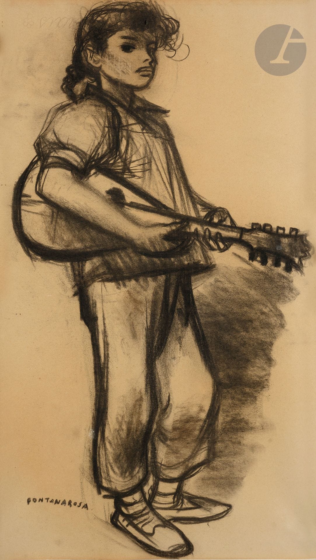 Lucien-Joseph FONTANAROSA (1912-1975)
La Guitariste
Fusain.
Signé en bas à gauche.
46 x 25 cm