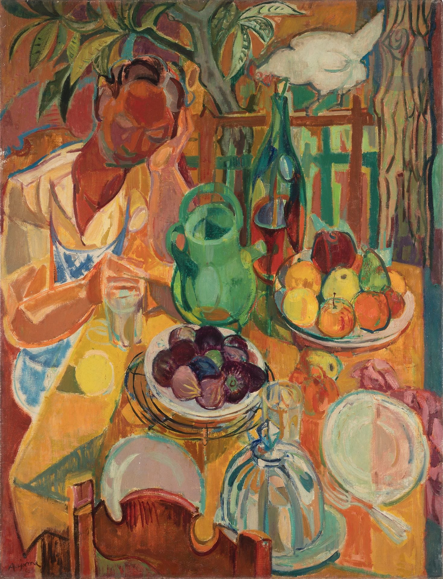 Jean AUJAME (1905-1965)
The Yellow Table in the Garden, 1948
Oil on canvas.
Signed lower left.
116 x 89 cm

Provenance : 
Sale by Me L'Huillier & Associés, Hôtel Drouot, Paris, n°161. 

Exhibitions : 
- Galerie de Berri, Paris (label on back on stretcher).
- Salon d'Automne, Paris.