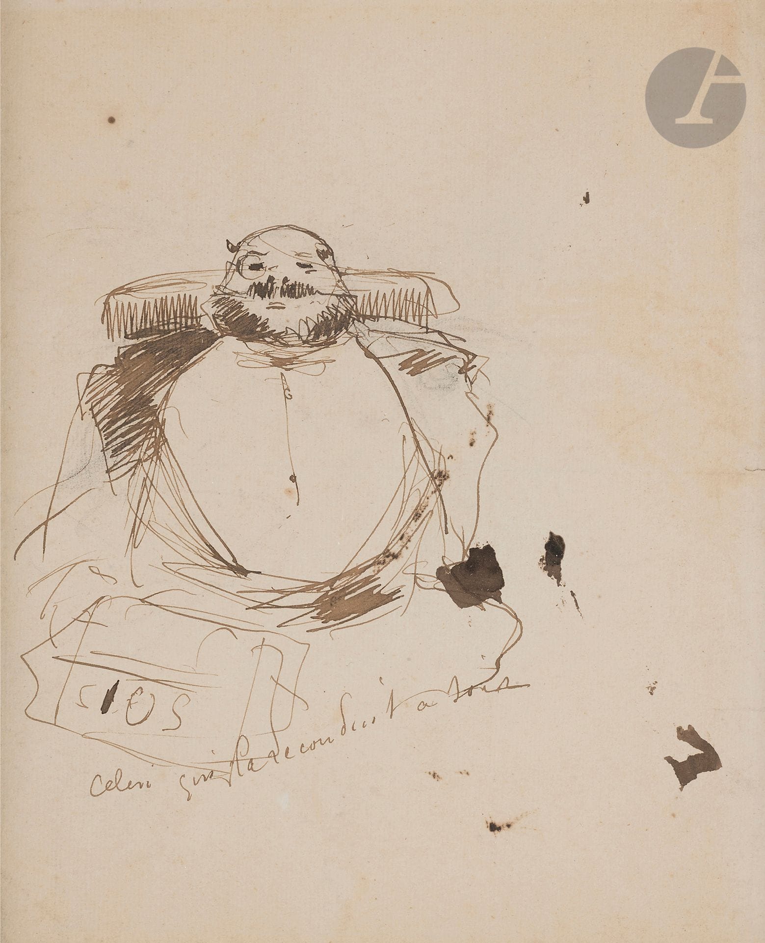 Jean-Louis FORAIN (1852-1931)
Celui qui la reconduit le soir
Encre brune.
Titrée en pied.
Non signée. 
19,5 x 16 cm

Exposition : 
La Femme, Galerie Jean-Claude Bellier, Paris, 1968-1969,catalogue, n°41.