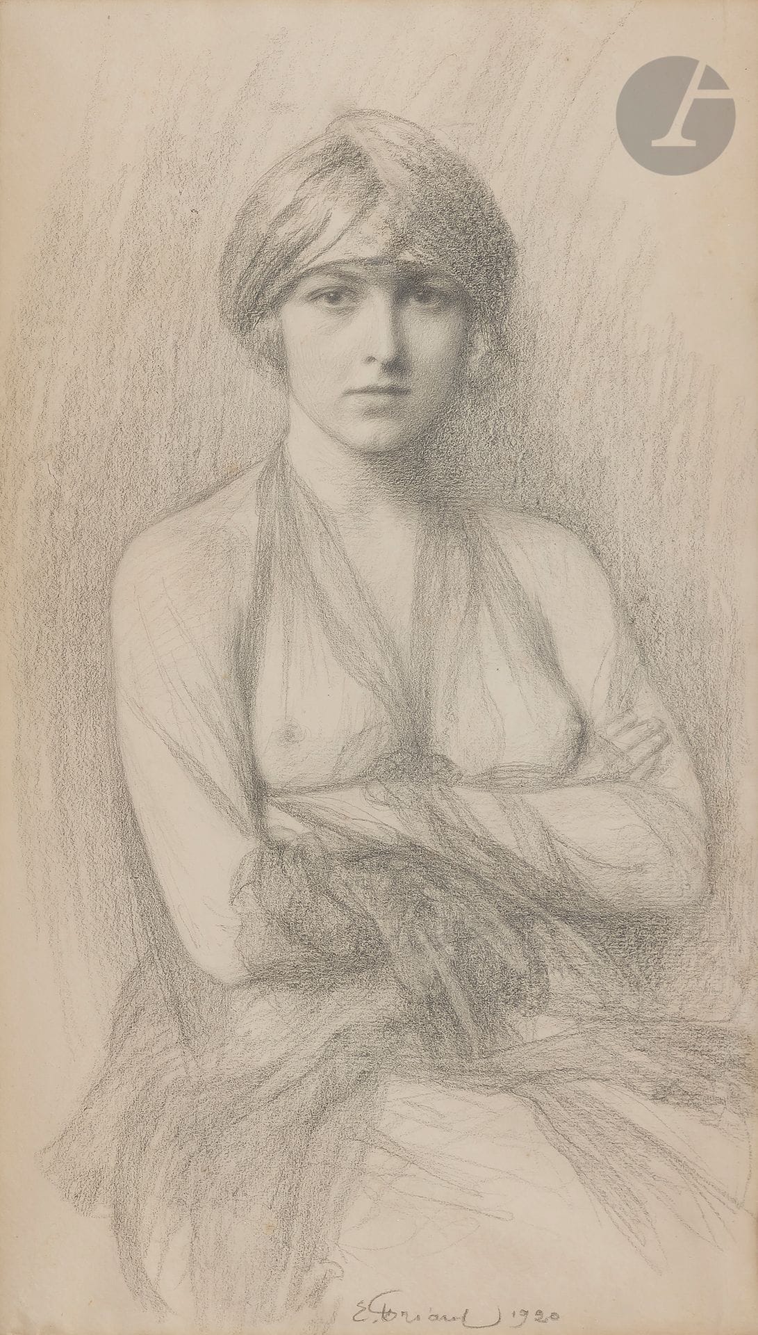 Émile FRIANT (1863-1932)
Woman with turban, 1920
Lead pencil.
Signed and dated at foot.
31.5 x 18.5 cm

This is the preparatory drawing for the engraving.