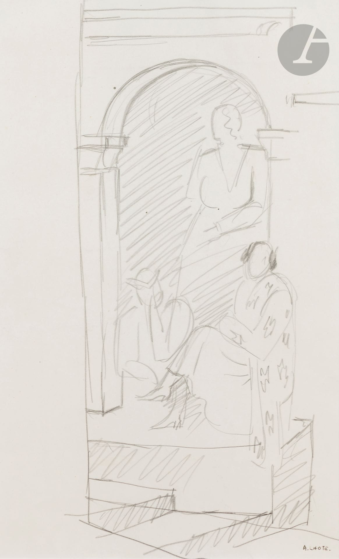 André LHOTE (1885-1962)
Femmes d'Alger - Woman with stairs
Graphite - recto-verso.
Signed in ink lower right on one side.
25.5 x 16 cm

We would like to thank Madame Dominique Bermann Martin for confirming the authenticity of this work.