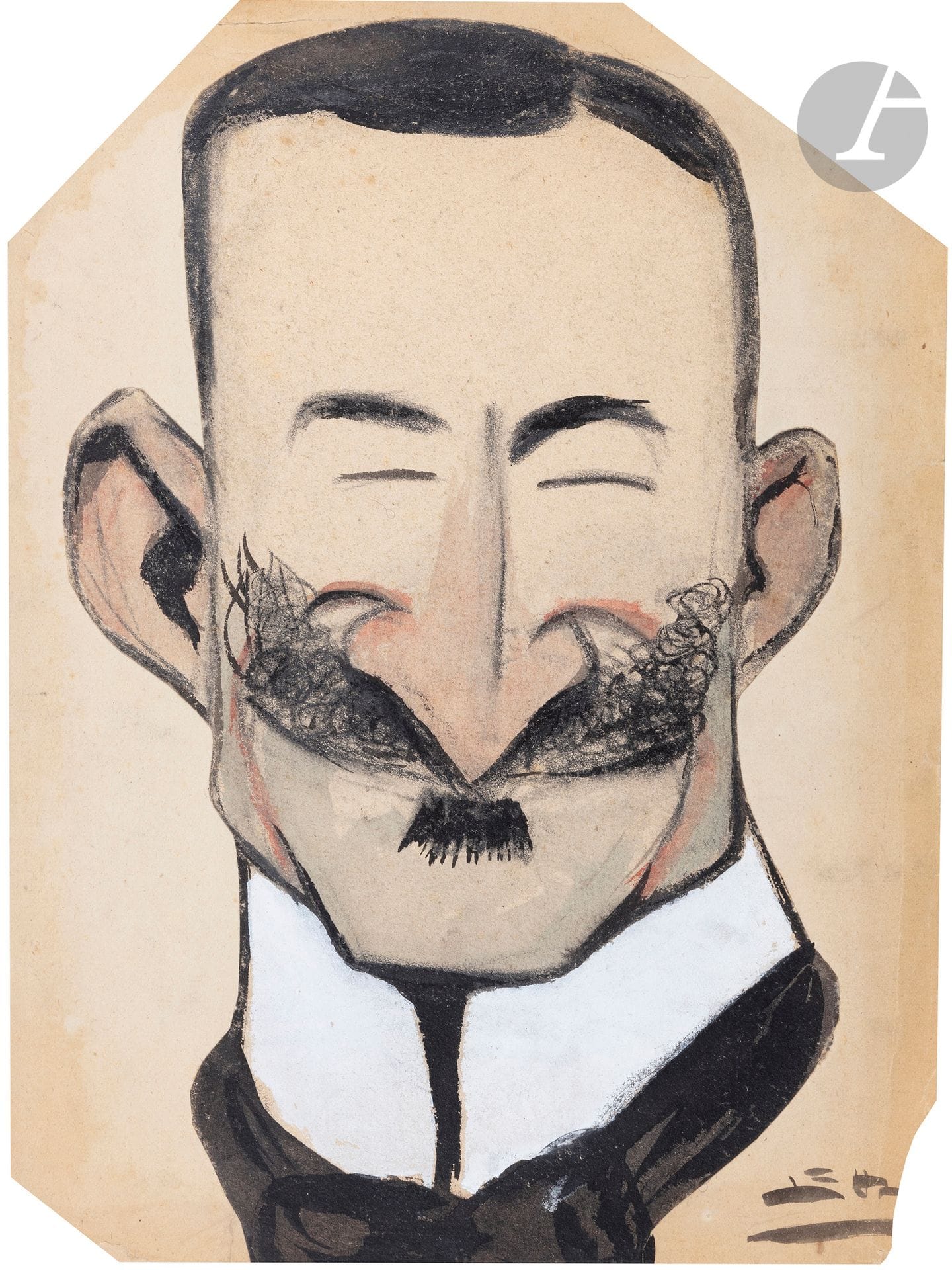 Tomás Julio Leal CAMARA DA (1876-1948)
Portrait d’homme
Encre, aquarelle et gouache.
Signée en bas à droite (coupée).
(Papier contrecollé, coupé dans les angles).
32 x 25 cm