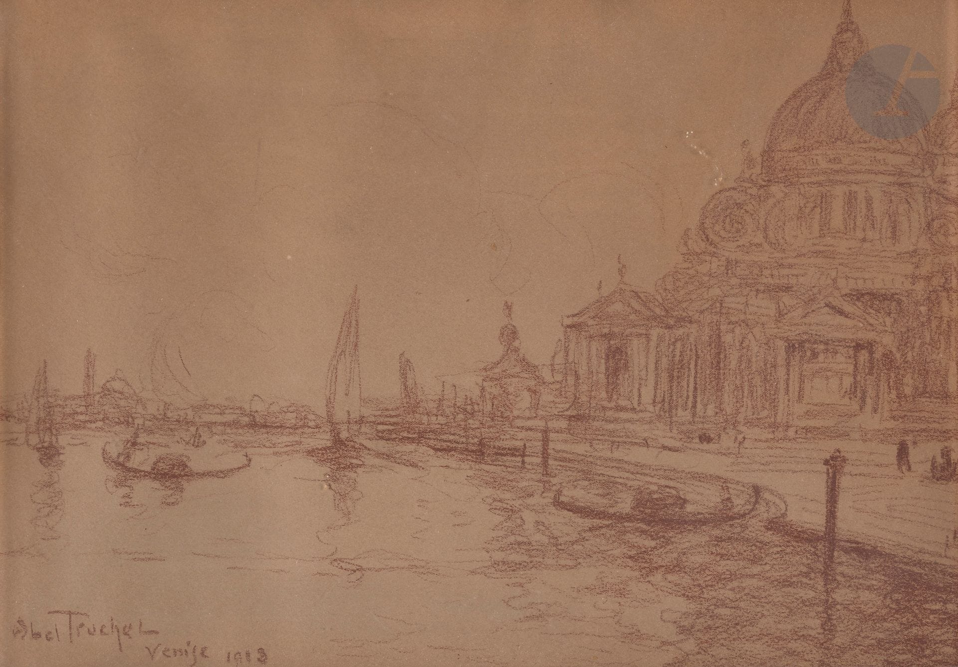 Abel TRUCHET (1857-1918)
Vue de Venise, 1913
Sanguine.
Signée, datée et située en bas à gauche.
25 x 36,5 cm