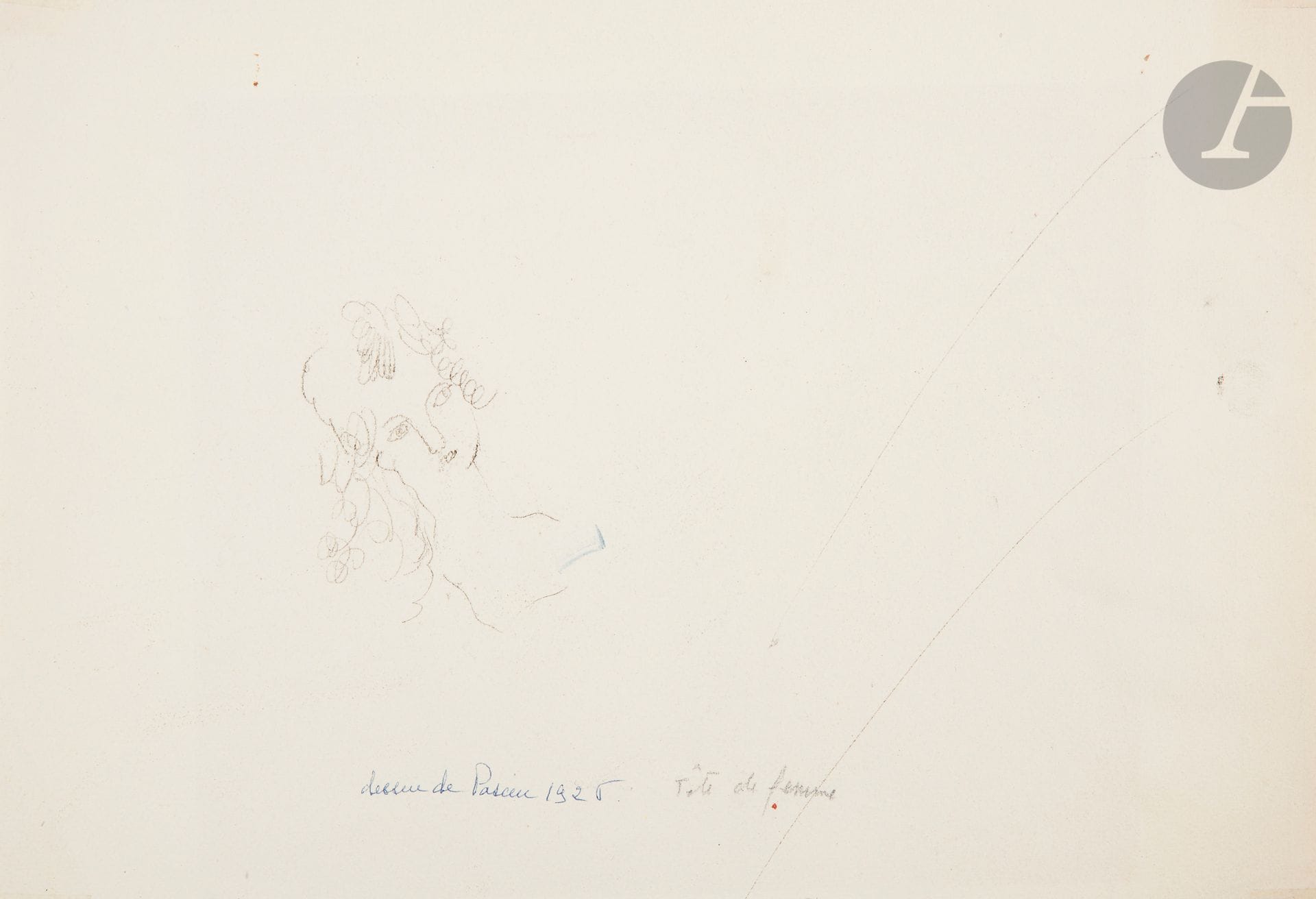 Julius Pincas known as PASCIN 
(1885-1930)
Woman's head
Pencil.
Studio stamp at foot. 
Annotated at bottom probably by Lucy Krogh "dessins de Pascin 1920 Tête de femme".
20 x 26 cm

Provenance: 
Ader sale, May 30, 2012, n°299.