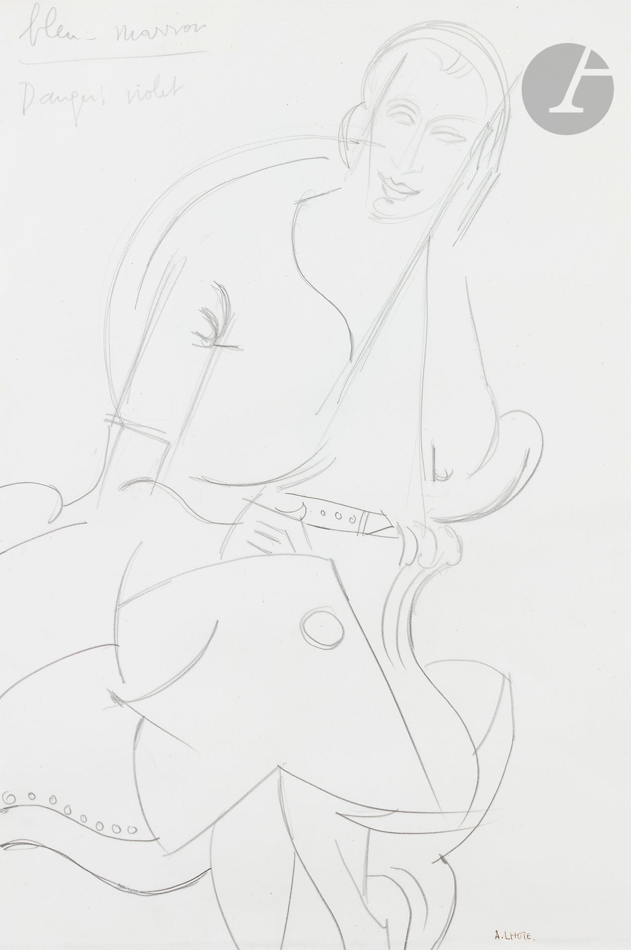 André LHOTE (1885-1962)
Femme assise au fauteuil, vers 1940
Crayon.
Signé en bas à droite.
35,5 x 24 cm

Un certificat au n°M022328 de Madame Dominique Bermann Martin, en date du 22 février 2022, sera remis à l’acquéreur.

Nous remercions Madame Dominique Bermann Martin d’avoir confirmé l’authenticité de cette œuvre.