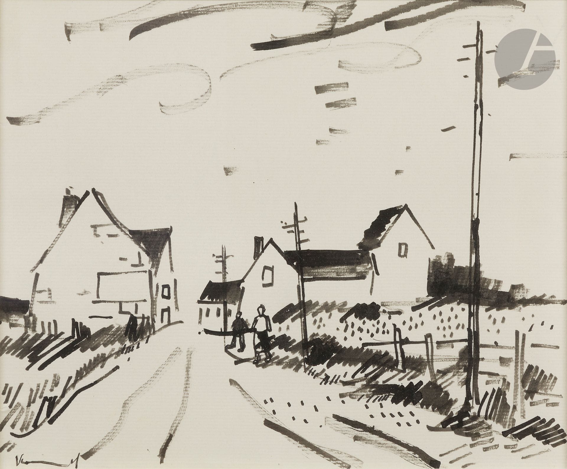 Maurice de VLAMINCK (1876-1958)
L’Entrée du village
Encre.
Signée en bas à gauche.
23 x 27 cm