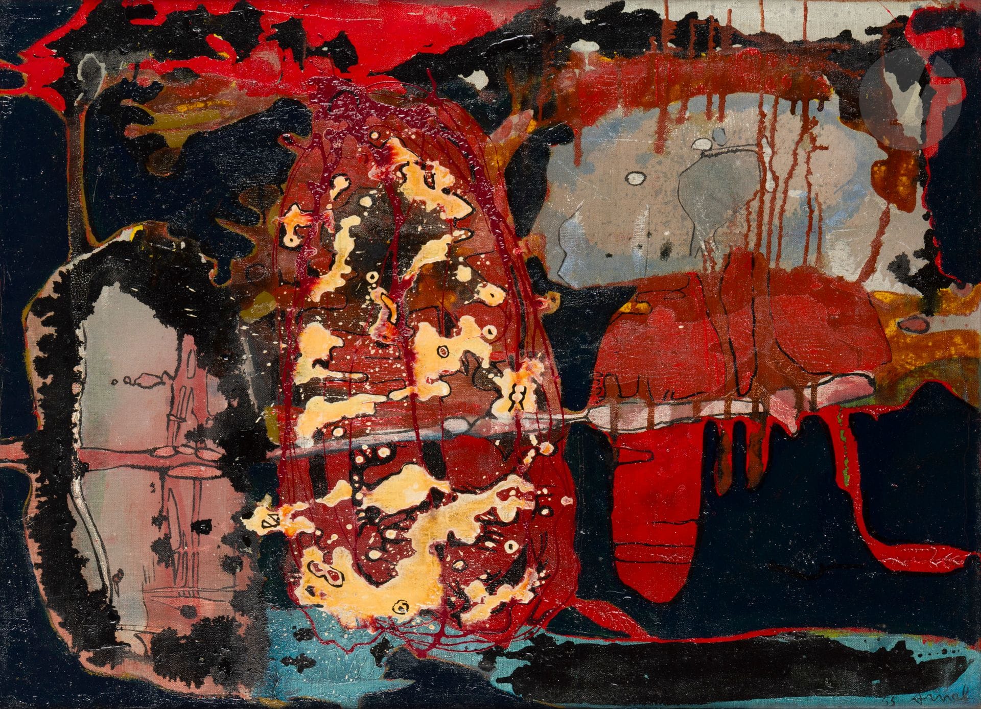 François ARNAL (1924-2012)
Nemo, 1955
Huile sur toile.
Signée et datée en bas à droite.
Signée, datée et titrée au dos.
65 x 81 cm

Provenance : 
- Vente Artcurial, Paris, 27 octobre 2004, n°446. 
- Collection de Monsieur L., Haute-Savoie.

Exposition : 
Société auxiliaire des expositions du Palais des Beaux-Arts, Bruxelles (étiquette au dos sur le châssis).