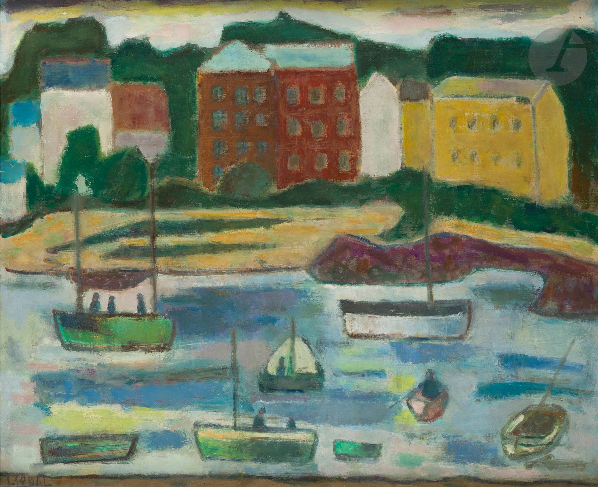 Simon SEGAL (1898-1969)
Boat in port
Oil on canvas.
Signed lower left.
60 x 73 cm
