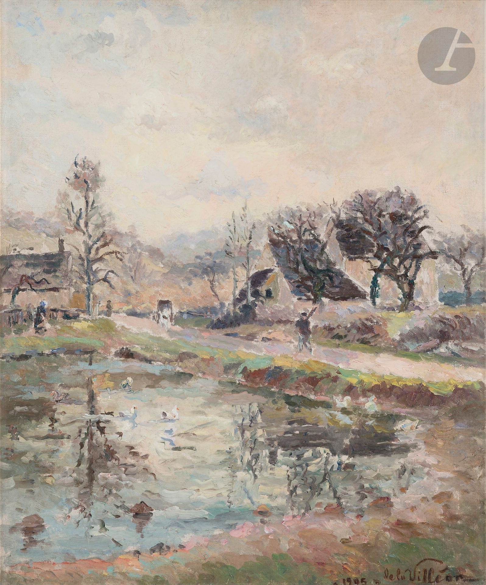 Emmanuel de LA VILLEON (1858-1944)
Nièvre, village de Beauchats, 1905
Huile sur toile.
Signée et datée en bas à droite.
55 x 46 cm

Provenance : 
Descendance de l’artiste.

Bibliographie : 
Laurence Buffet-Challié, Emmanuel de la Villéon - sa vie, son œuvre, Éditions de l’Amateur, Paris, 1975, reproduit page 111.

L’œuvre est référencée dans le Catalogue Raisonné de l’artiste sous le numéro 1637.