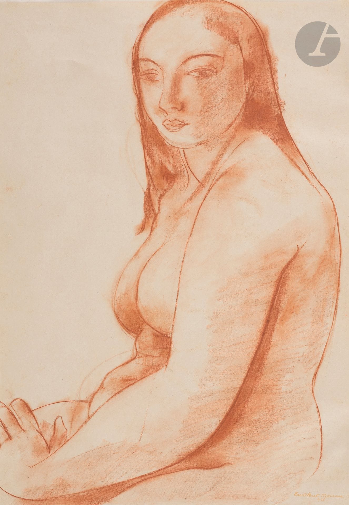 Luc-Albert MOREAU (1881-1948)
Buste de femme nue, 1921
Sanguine.
Signée et datée en bas à droite.
41 x 29 cm

Provenance : 
Collection André Dunoyer de Segonzac.