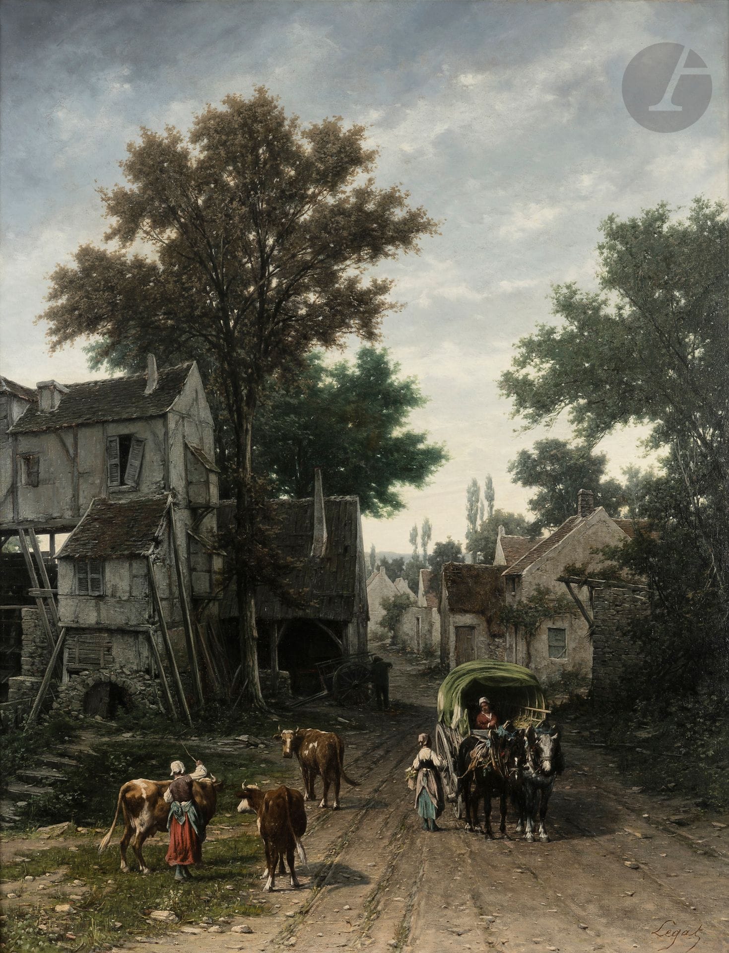 Léon LÉGAT (1829-)
Rue de village animée
Huile sur toile.
Signée en bas à droite.
116 x 89 cm