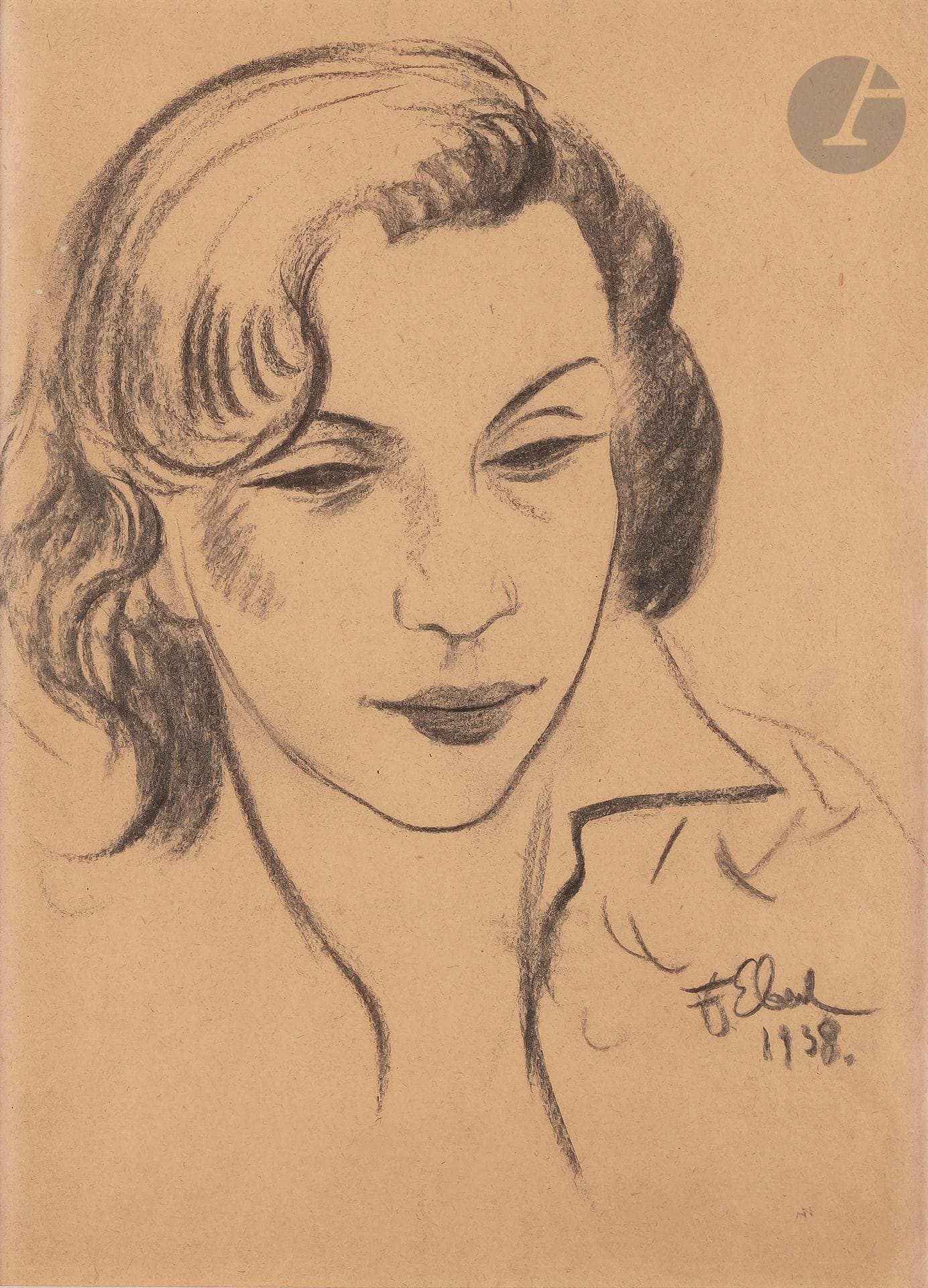 François EBERL (1887-1962)
Portrait de femme, 1938
Fusain.
Signé et daté en bas à droite.
33 x 25 cm

Provenance : 
Famille de l’artiste.