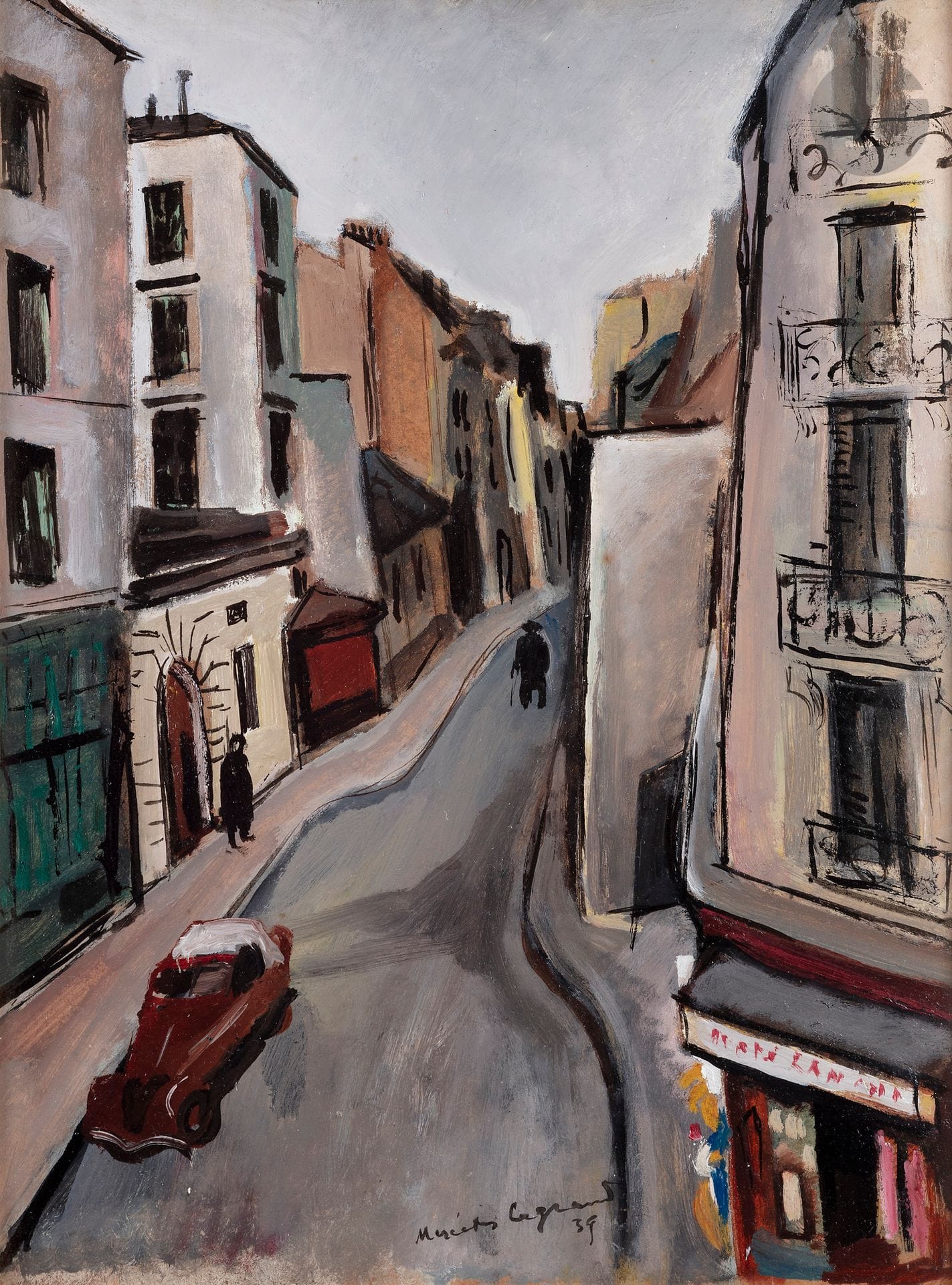 Mercédès LEGRAND (1893-1945)
Rue de Limoges animée, 1939
Huile sur carton.
Signée et datée en pied.
46 x 35 cm

Exposition : 
- À Fleur de toiles, Musée du Mont-de-Piété, Bergues, 1er juillet - 31 octobre 2020, catalogue, n° 26, non reproduit.
- Mercédès Legrand, Famenne & Art Museum, Marche-en-Famenne, 19 décembre 2023 - 30 avril 2021.