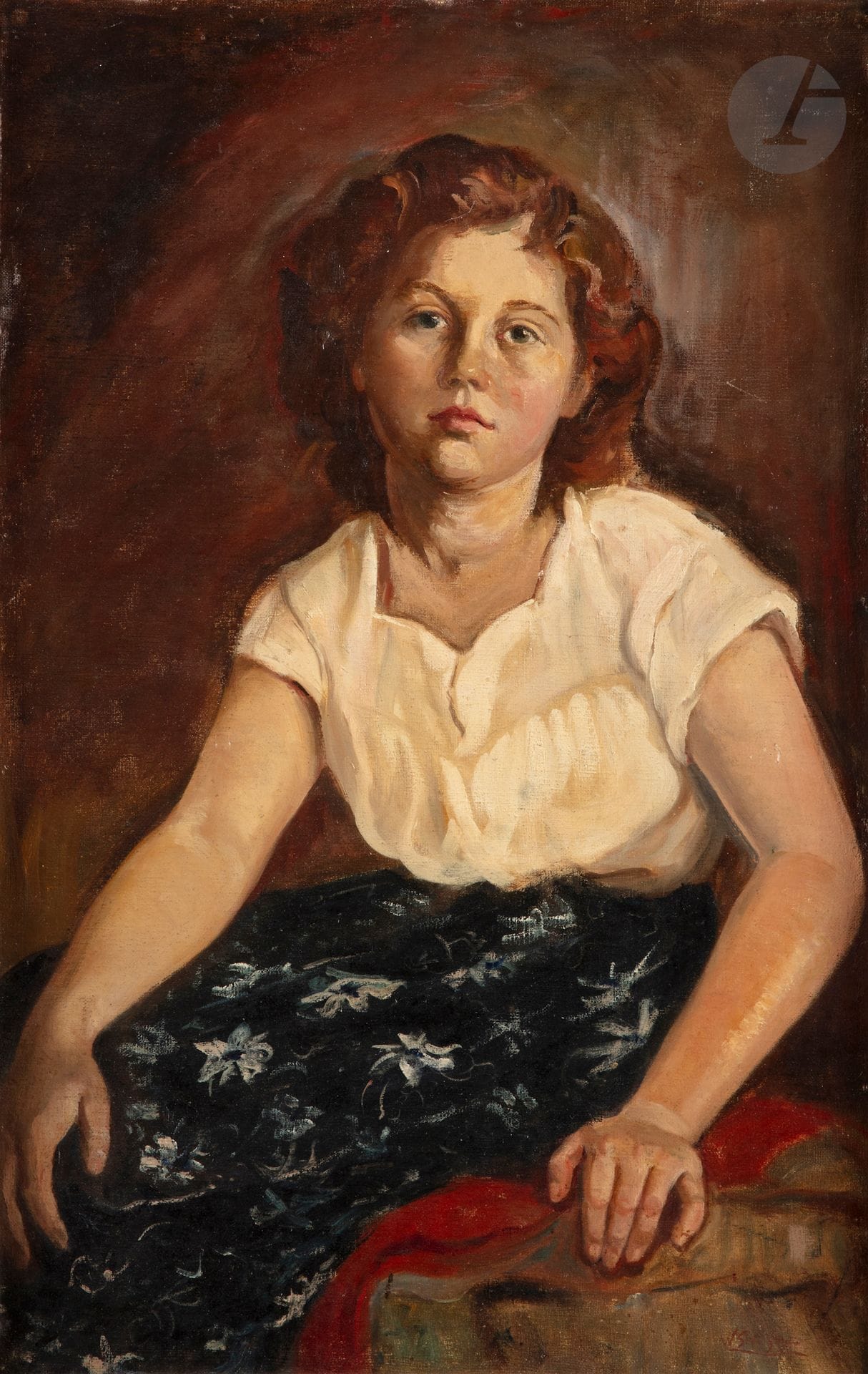 Wilfred Gabriel DE GLEHN (1870-1951)
Portrait présumé de Miss Medway
Huile sur carton toilé.
Signée en bas à droite.
74 x 46 cm