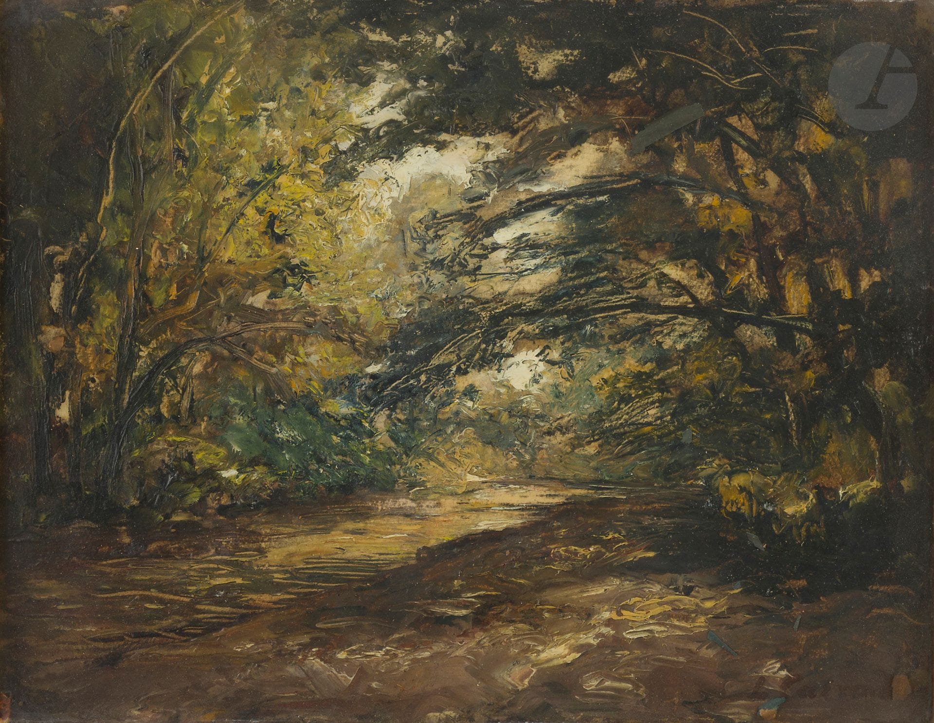 Louis Hilaire CARRAND (1821-1899)
Undergrowth
Oil on cardboard.
Signed lower right.
26 x 33.5 cm

Provenance : 
Me Oury sale, Hôtel Drouot, Paris, December 19, 1961, no. 61.