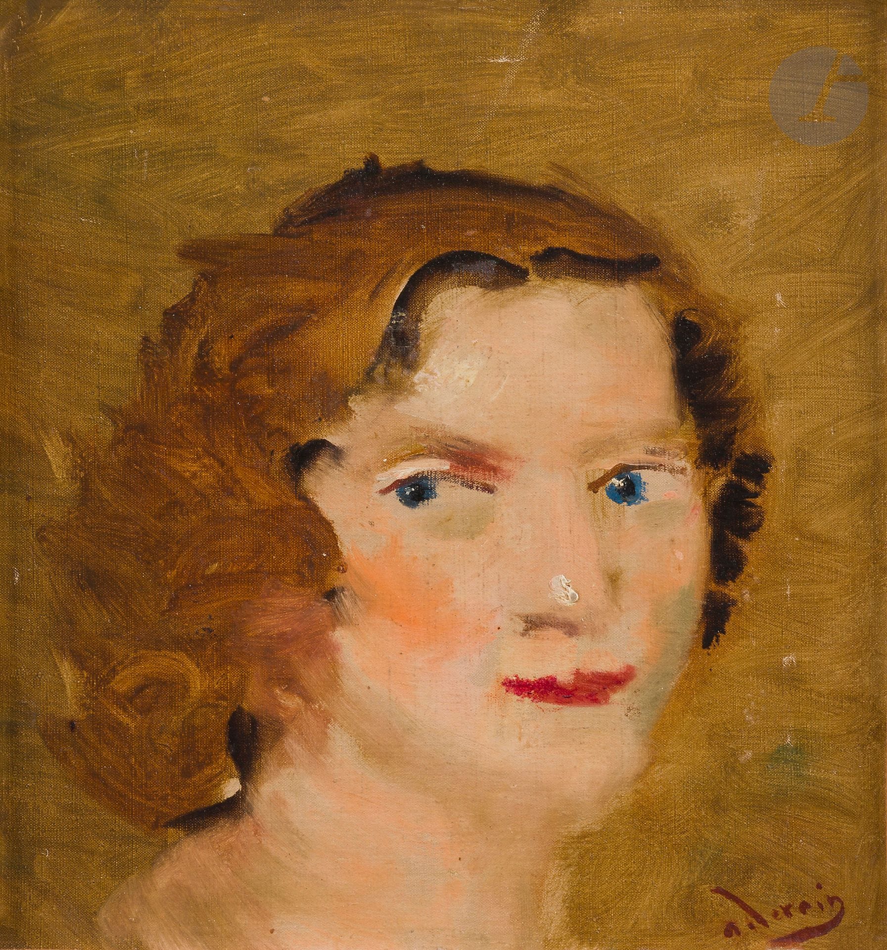 André DERAIN (1880-1954)
Portrait de femme, vers 1946-1950
Huile sur toile contrecollée sur toile.
Signée en bas à droite.
30 x 29 cm

Provenance : 
- Collection Michel Kellermann, Paris.
- Collection Amsallem, Monaco.

Bibliographie : 
Michel Kellermann, André Derain, Catalogue raisonné de l’œuvre peint, 1935-1954, Tome III, Éditions Galerie Schmit, Paris, 1999, n° 1938, reproduit p. 141.