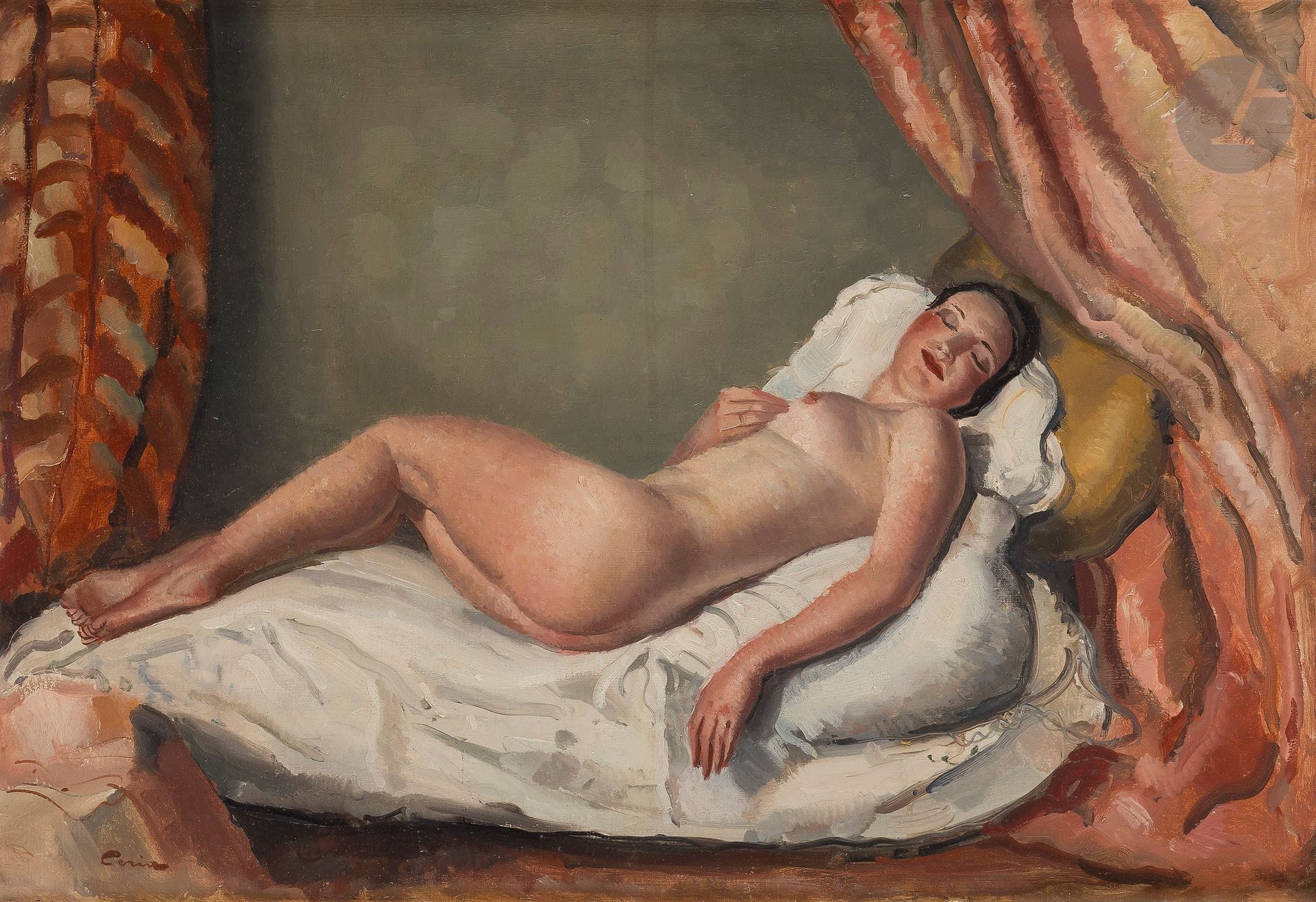Edmond CERIA (1884-1955)
Reclining nude
Oil on canvas.
Signed lower left.
38 x 54 cm

Provenance : 
Mes Machoïr-Bailly sale, Versailles, January 21, 1990, no. 169.
