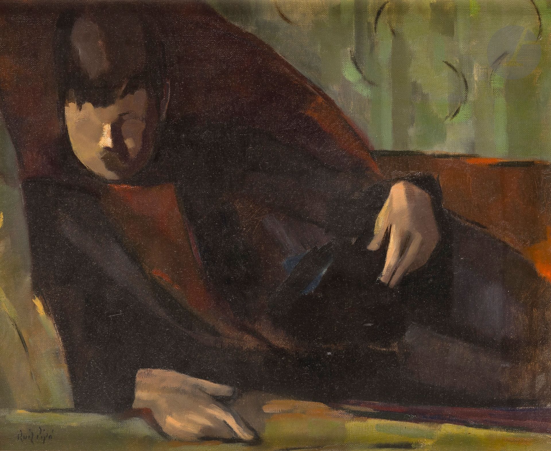 Manolo RUIZ-PIPO (1929-1998)
Lying man, 1965
Oil on canvas.
Signed lower left.
Signed and dated on the back.
38 x 46 cm