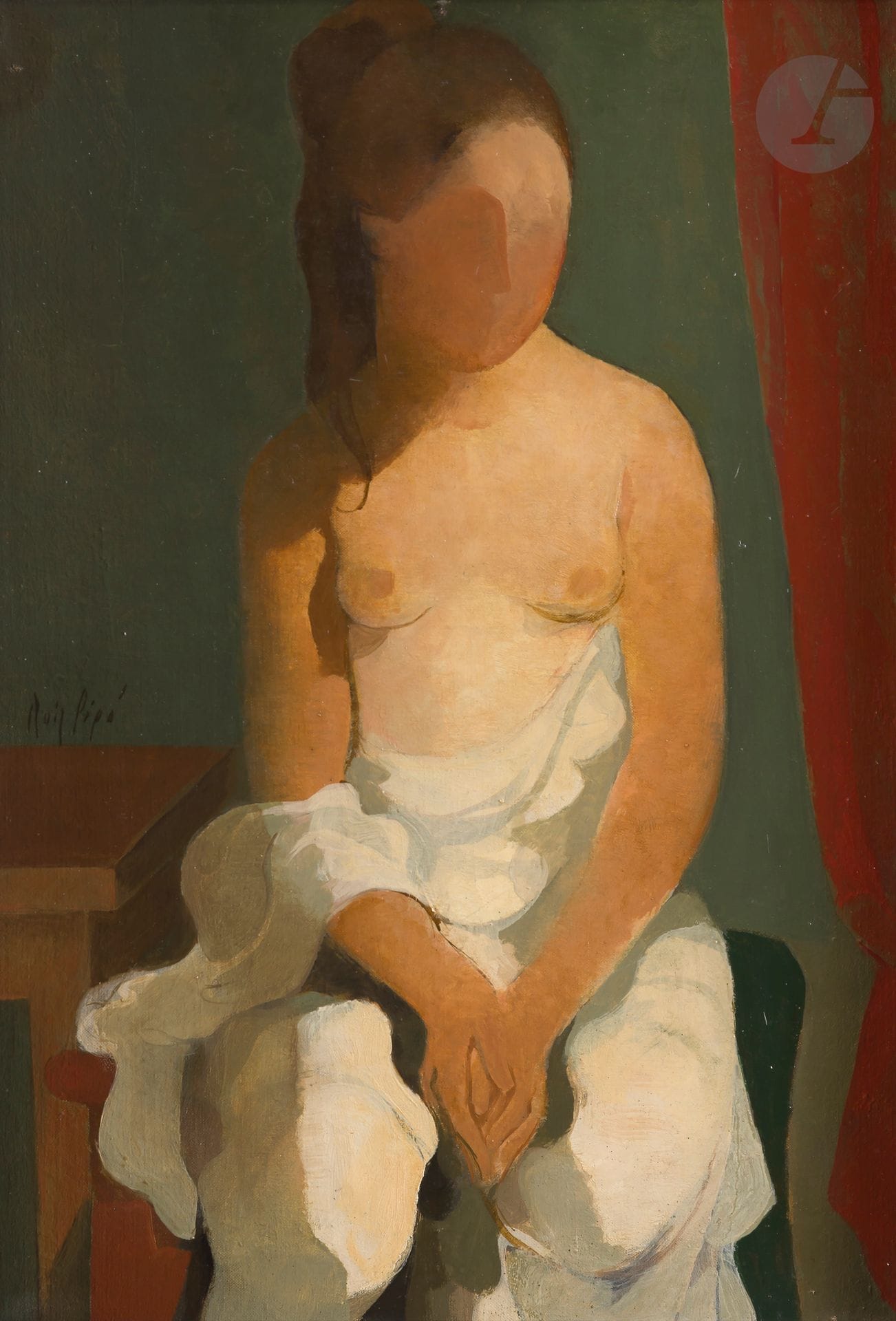 Manolo RUIZ-PIPO (1929-1998)
Nu assis, 1966
Huile sur toile.
Signée sur la gauche.
Signée et datée au dos.
55 x 38 cm