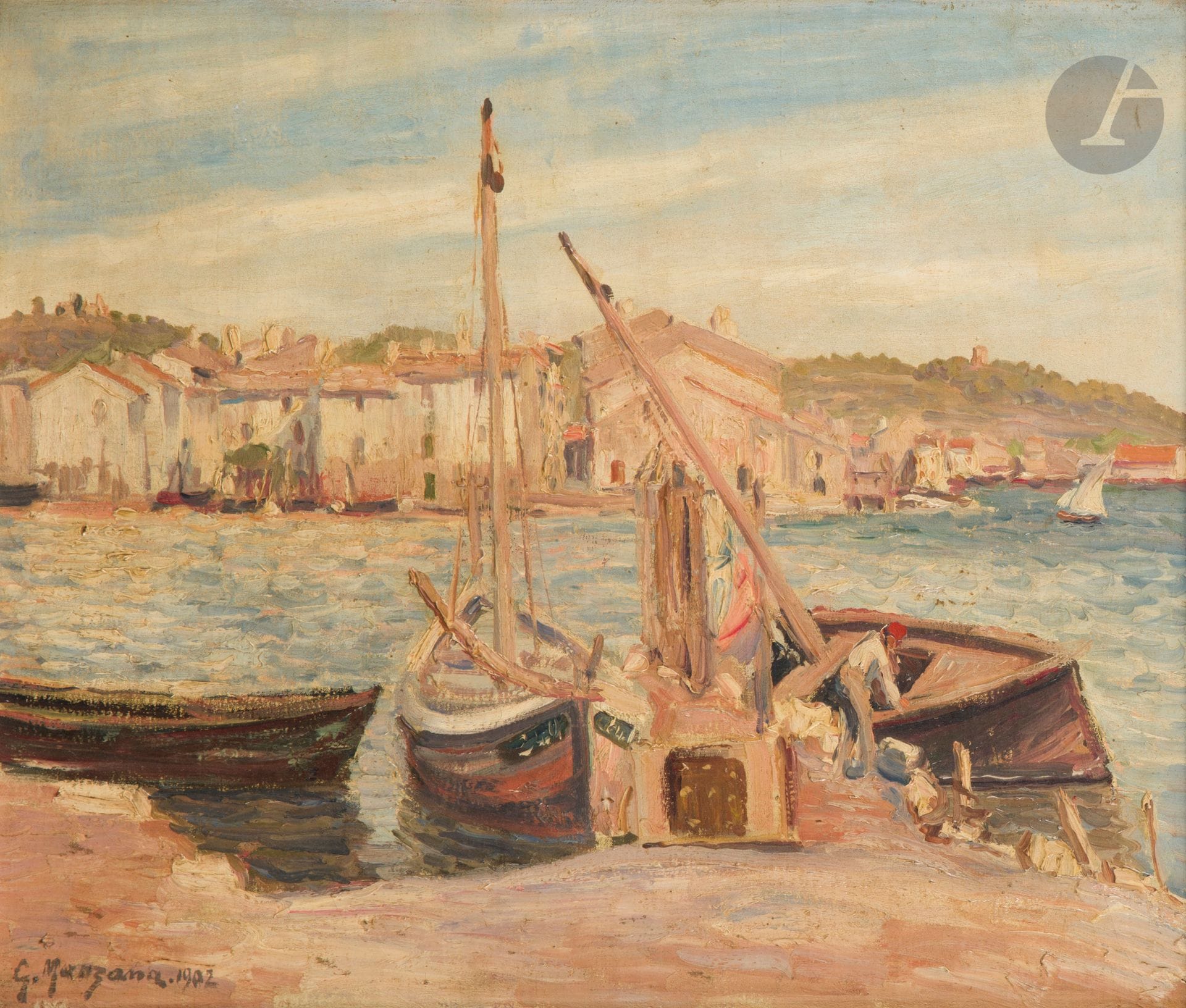 Georges MANZANA-PISSARRO (1871-1961)
Le Port de Martigues, 1902
Huile sur toile
Signée et datée en bas à gauche.
38 x 46 cm