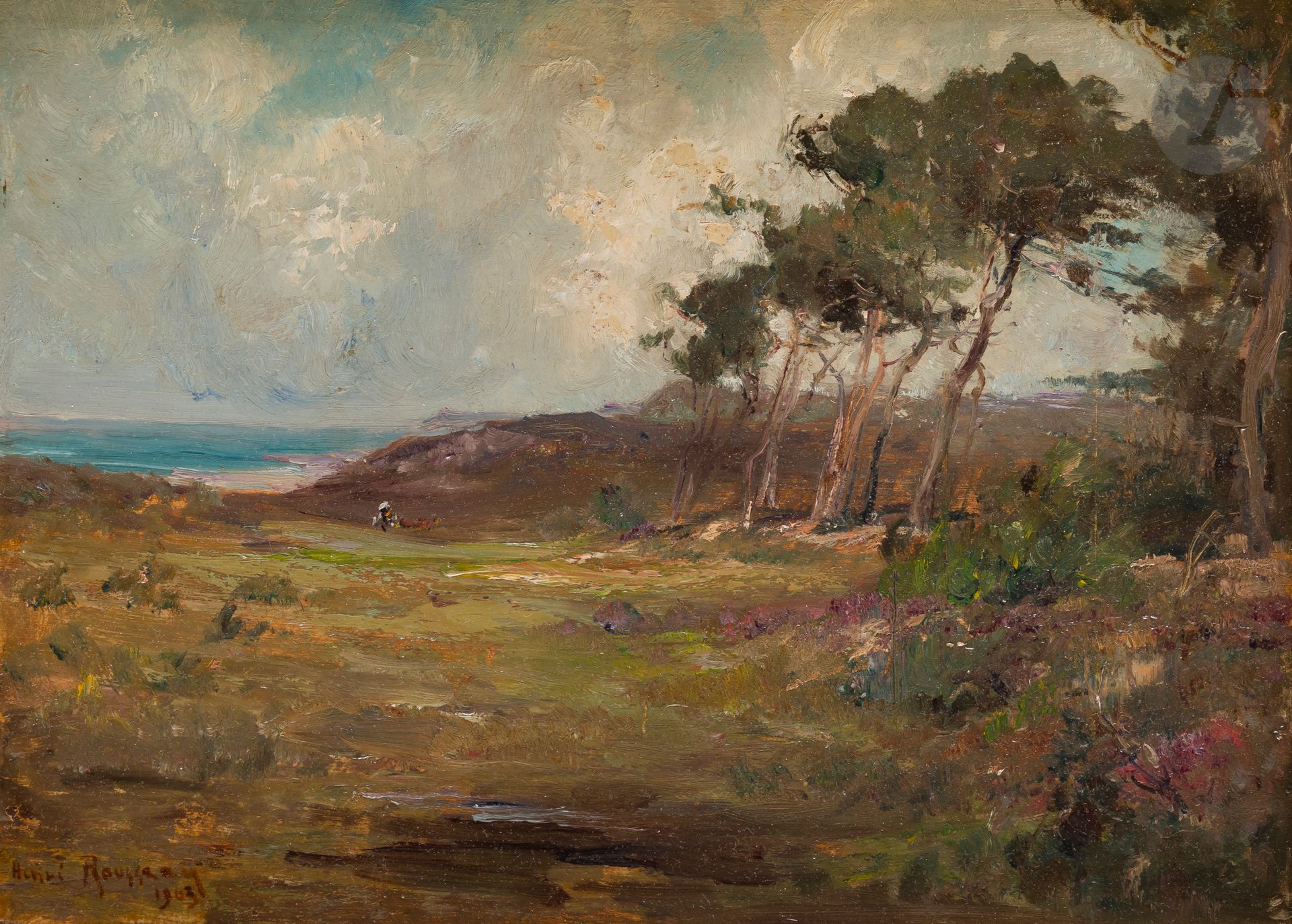 Henri Emilien ROUSSEAU (1875-1933)
Paysage de Bretagne
Huile sur panneau.
Signée et datée en bas à gauche.
21 x 33 cm