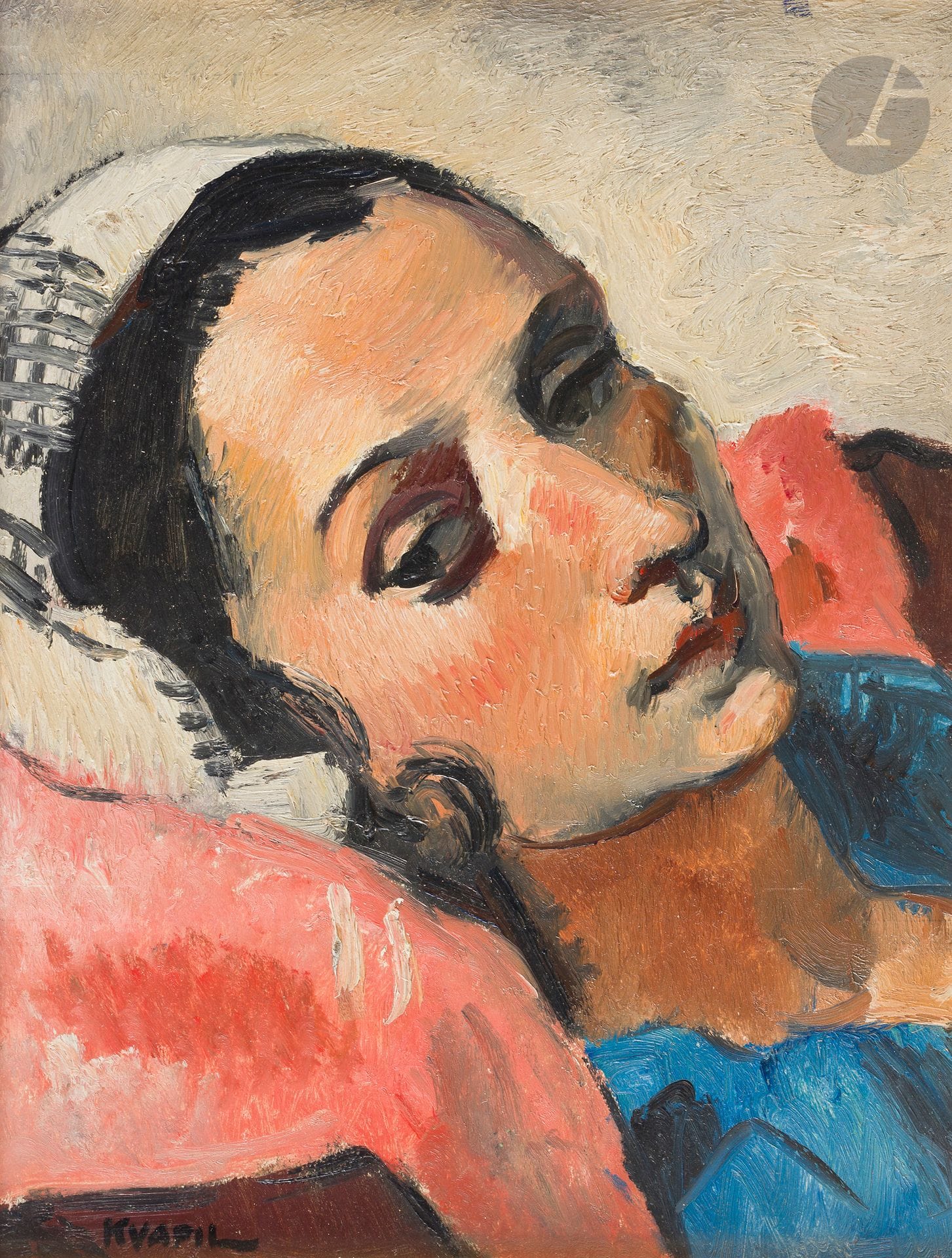 Charles KVAPIL (1884-1958)
Portrait of a Woman
Oil on panel.
Signed lower left.
Titled on the back.
35 x 27 cm