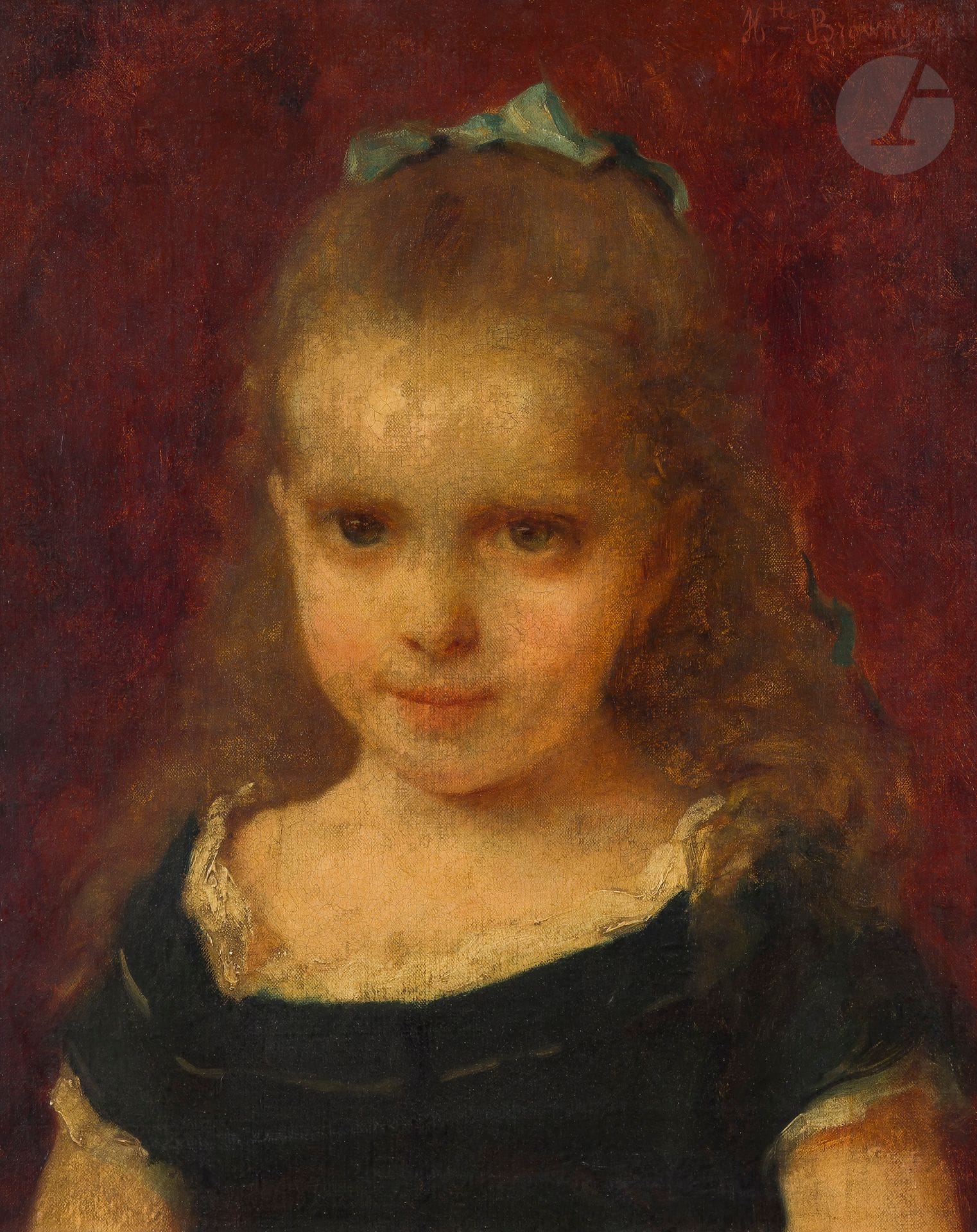 Henriette BROWNE (XIXe-Xxe siècle)
Portrait de petite fille au noeud
Huile sur toile.
Signée et datée en haut droite.
(Petites craquelures).
42 x 35 cm